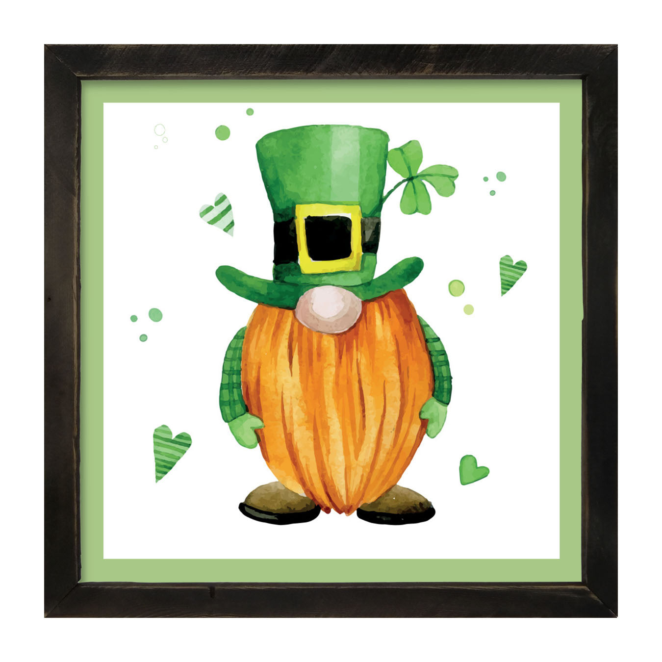 St. Patrick Gnome With Top Hat - Framed art