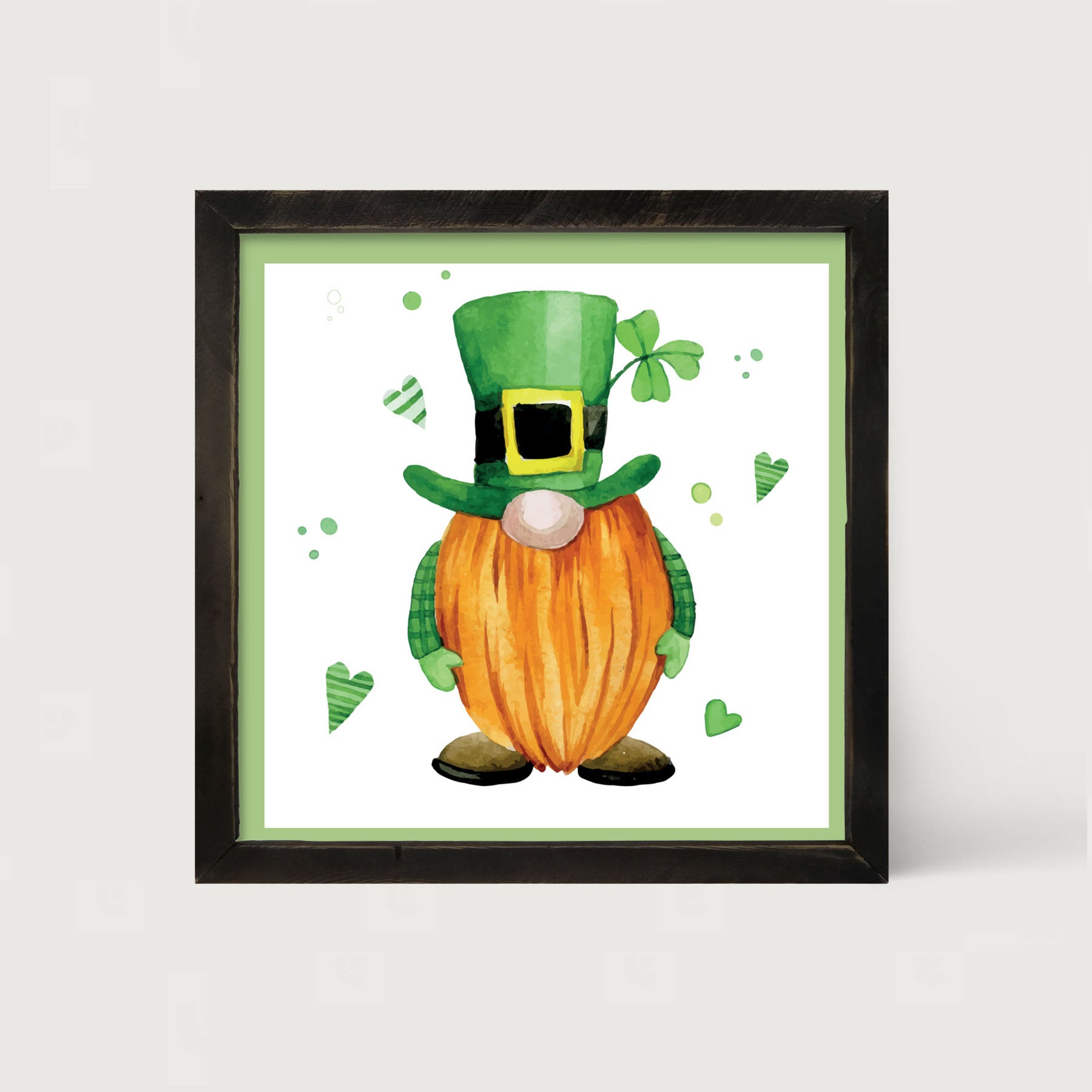 St. Patrick Gnome With Top Hat - Framed art