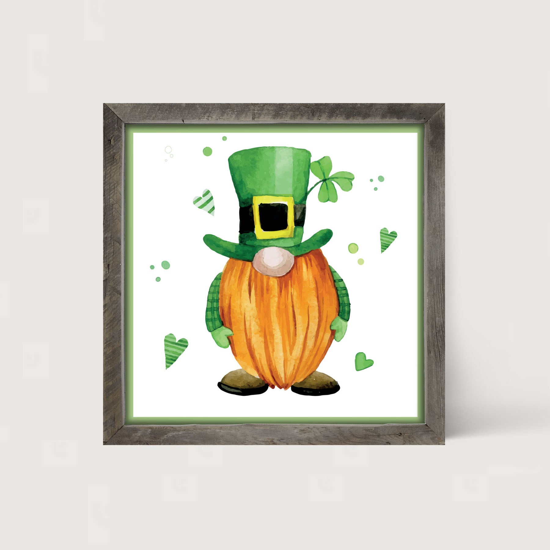 St. Patrick Gnome With Top Hat - Framed art