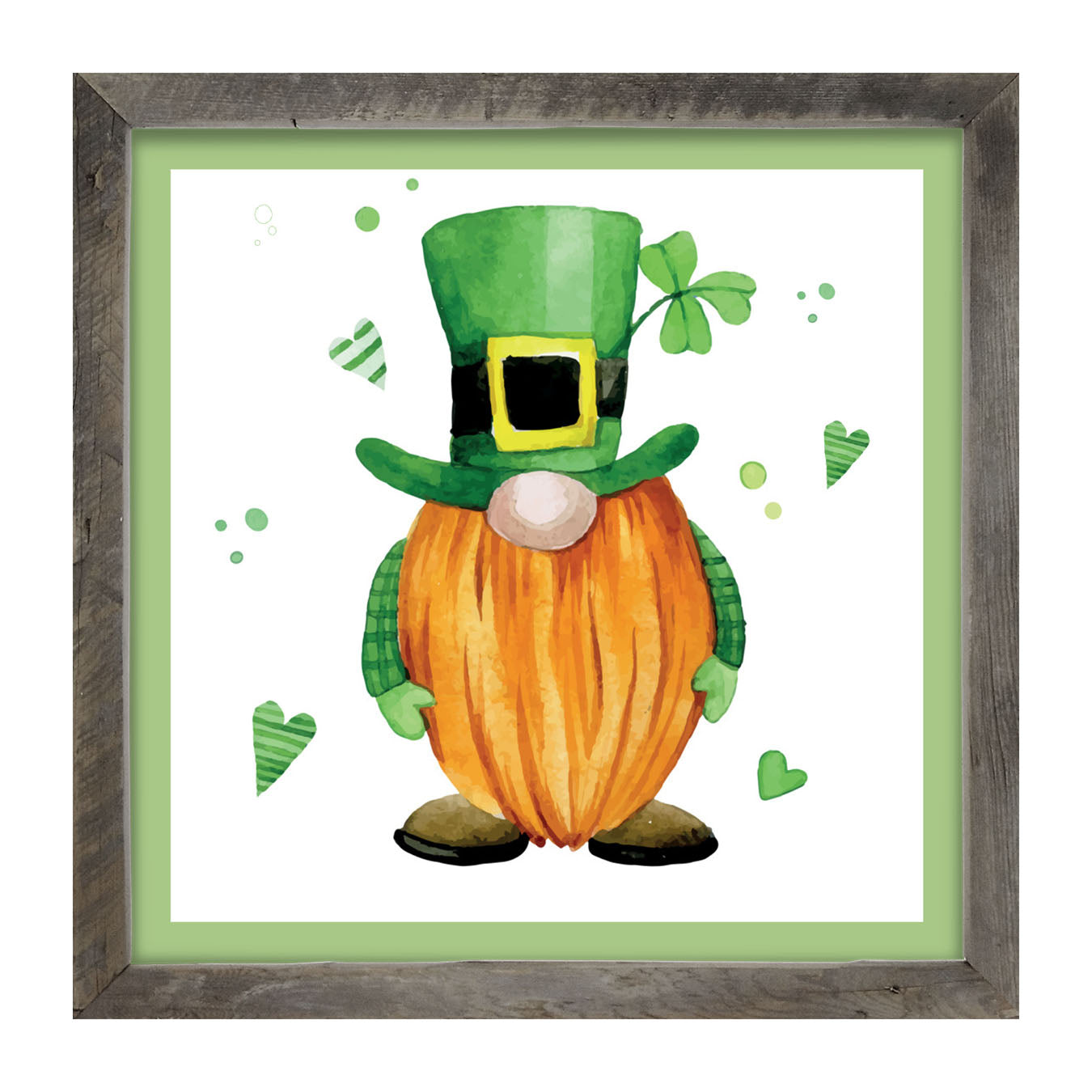 St. Patrick Gnome With Top Hat - Framed art