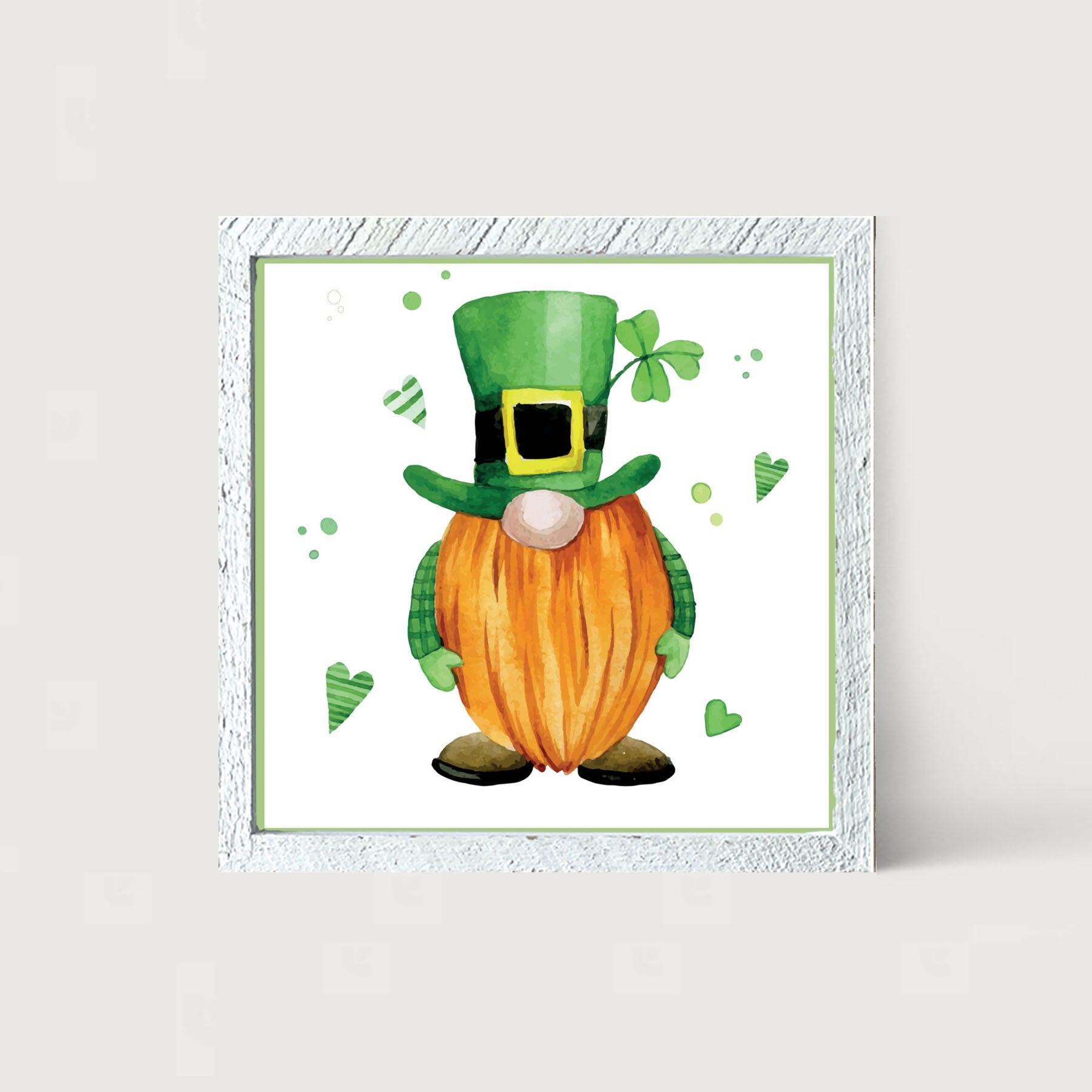 St. Patrick Gnome With Top Hat - Framed art