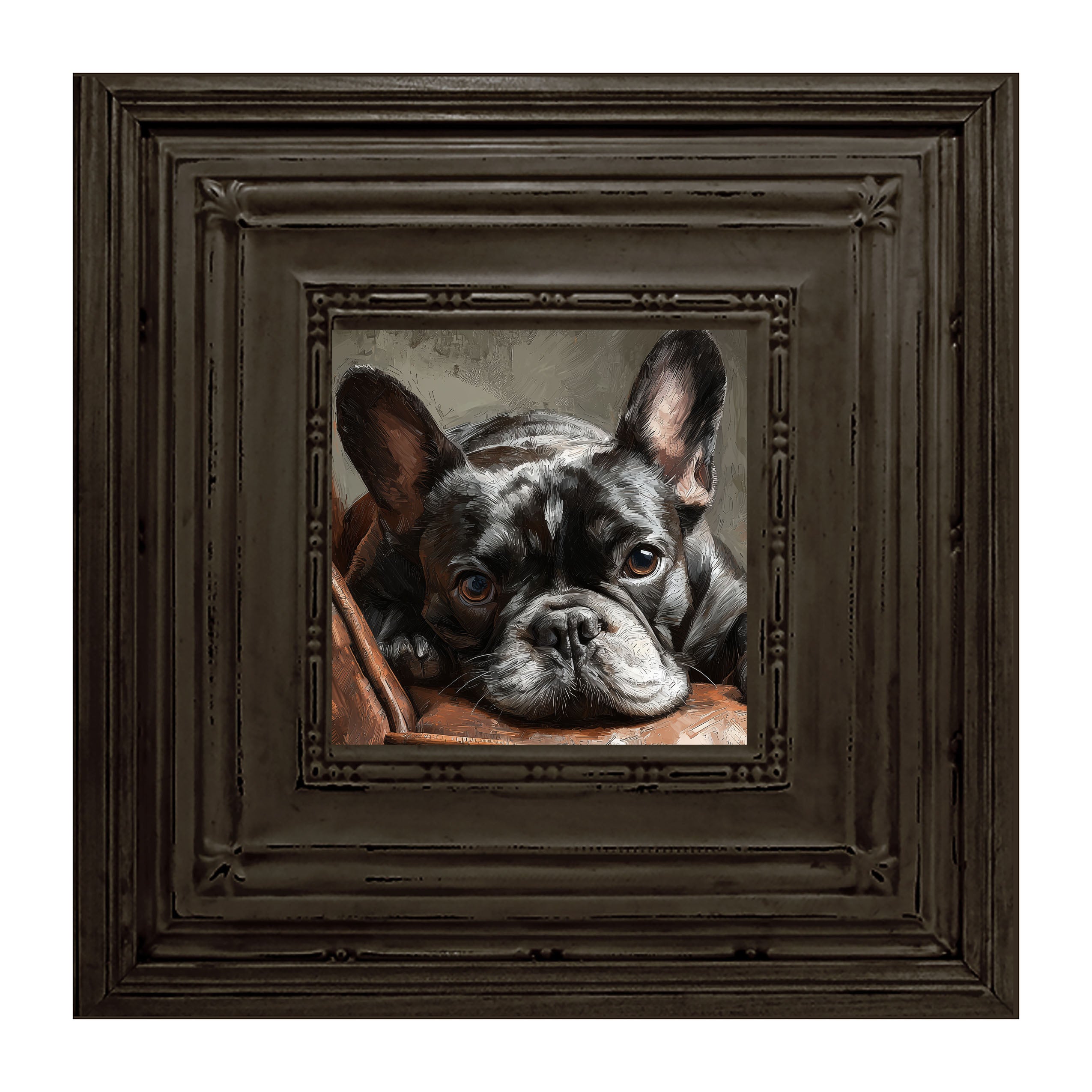 Armchair with Black French Bulldog