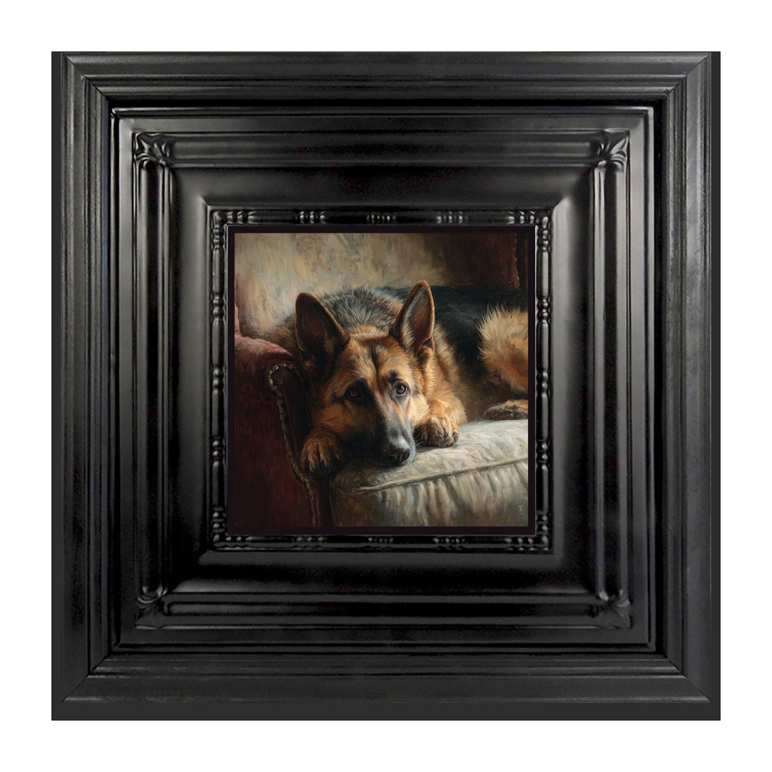 Armchair with German Shepard