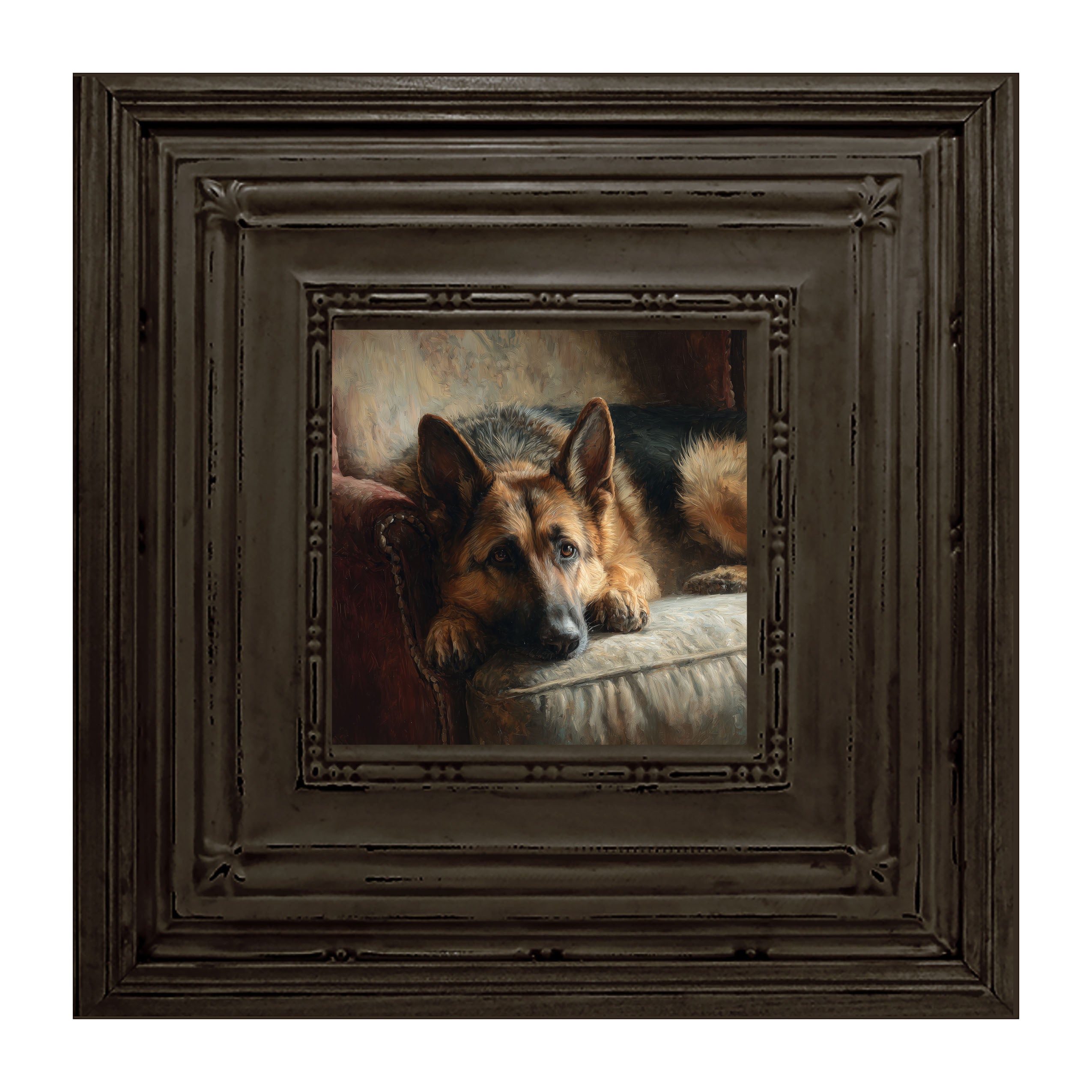 Armchair with German Shepard