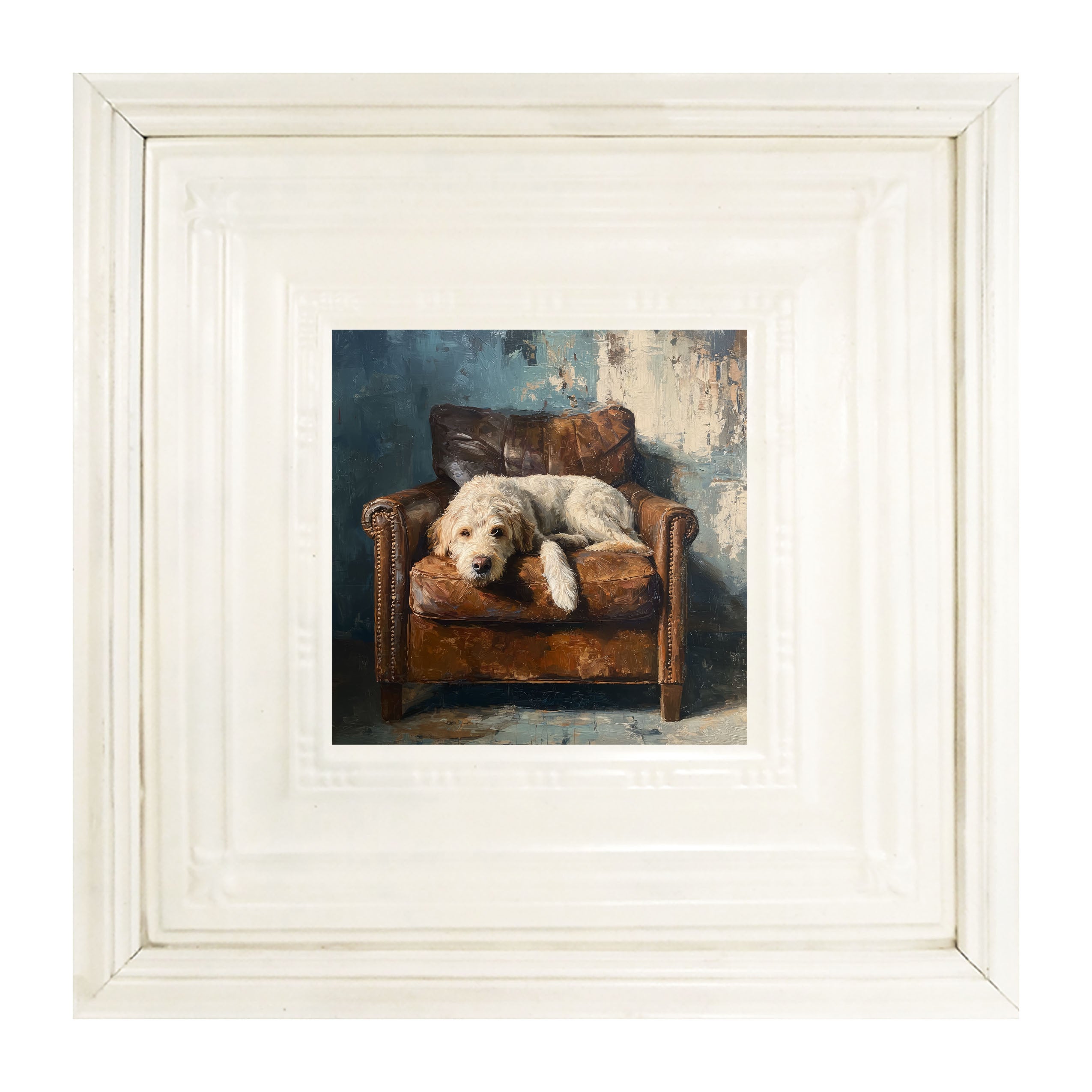 Armchair with Resting Labradoodle