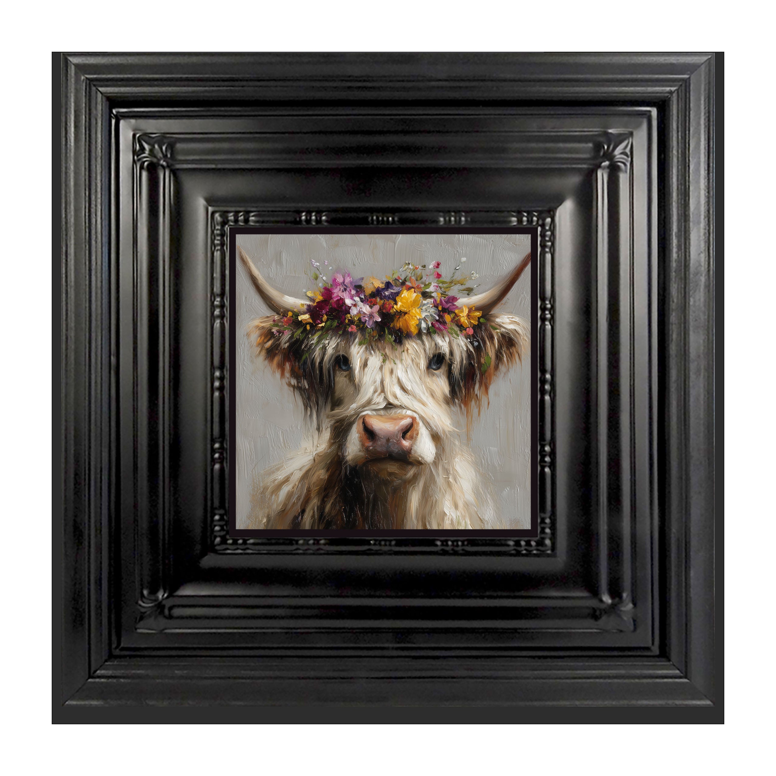 Spring Season Highland Cow with Floral Crown