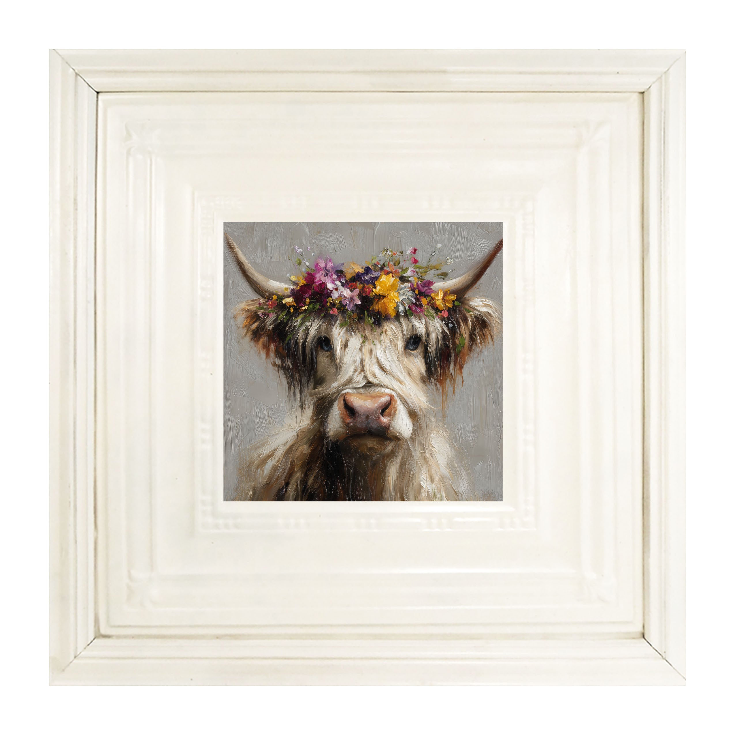Spring Season Highland Cow with Floral Crown