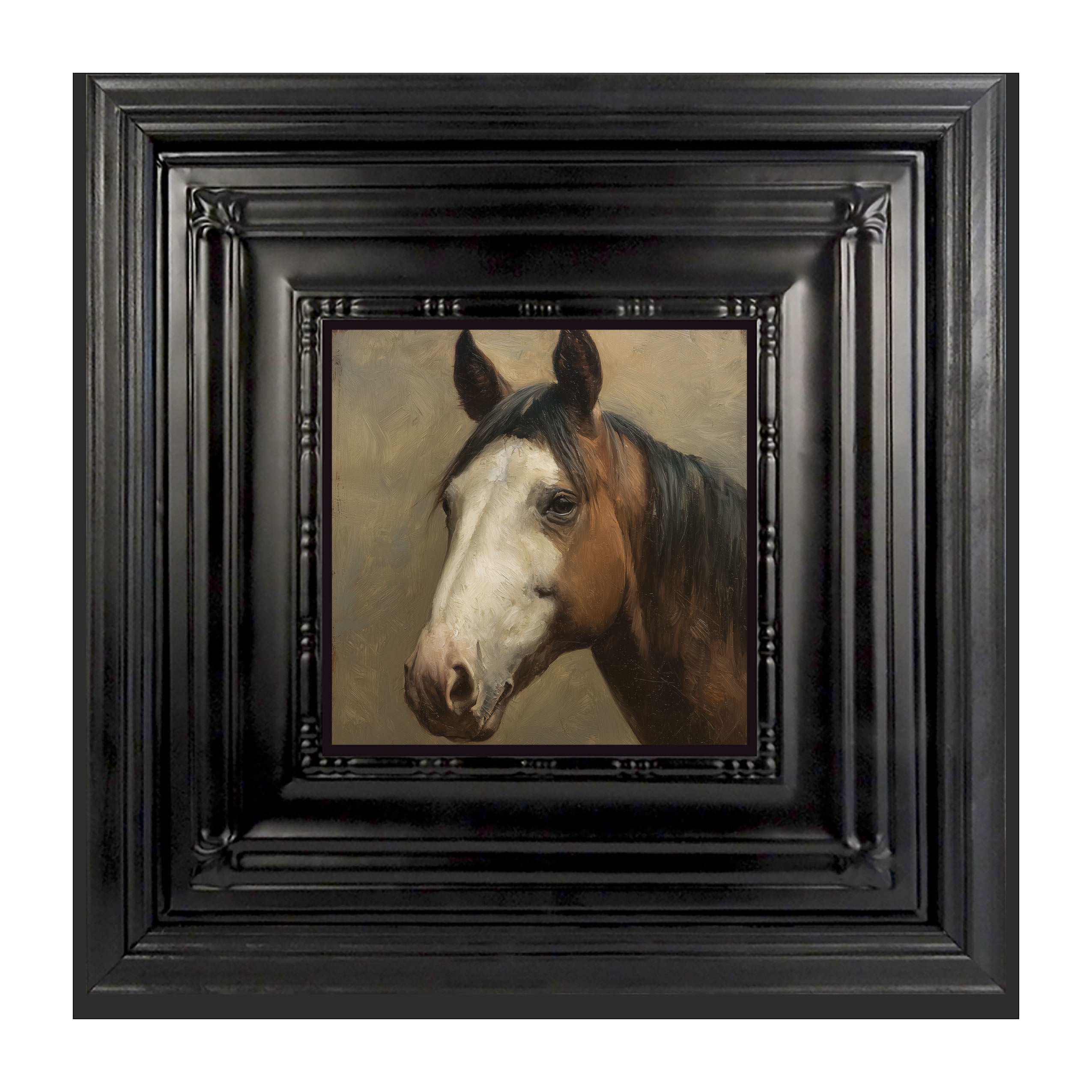Portrait of a Brown and White Horse