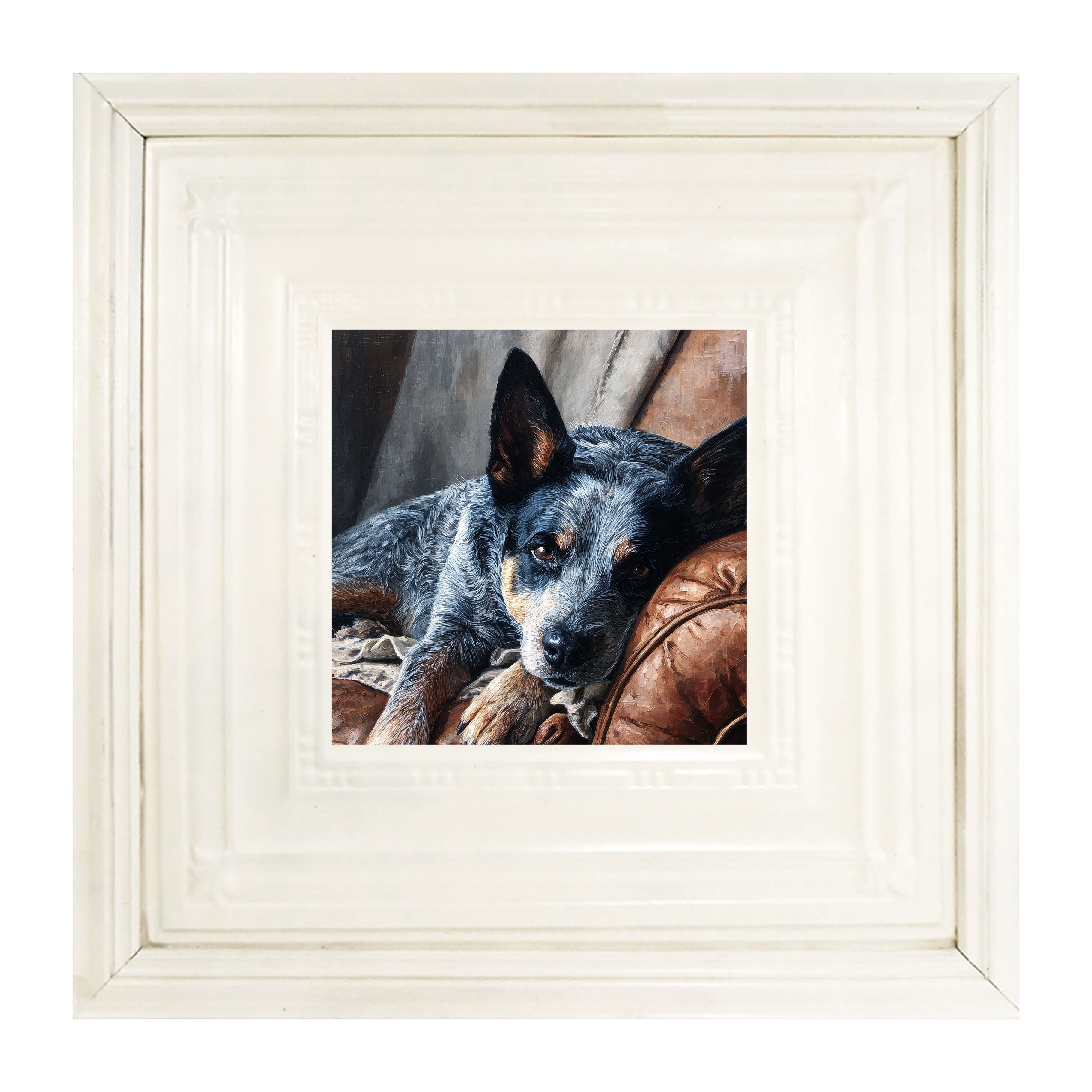 Armchair with Blue Heeler Dog