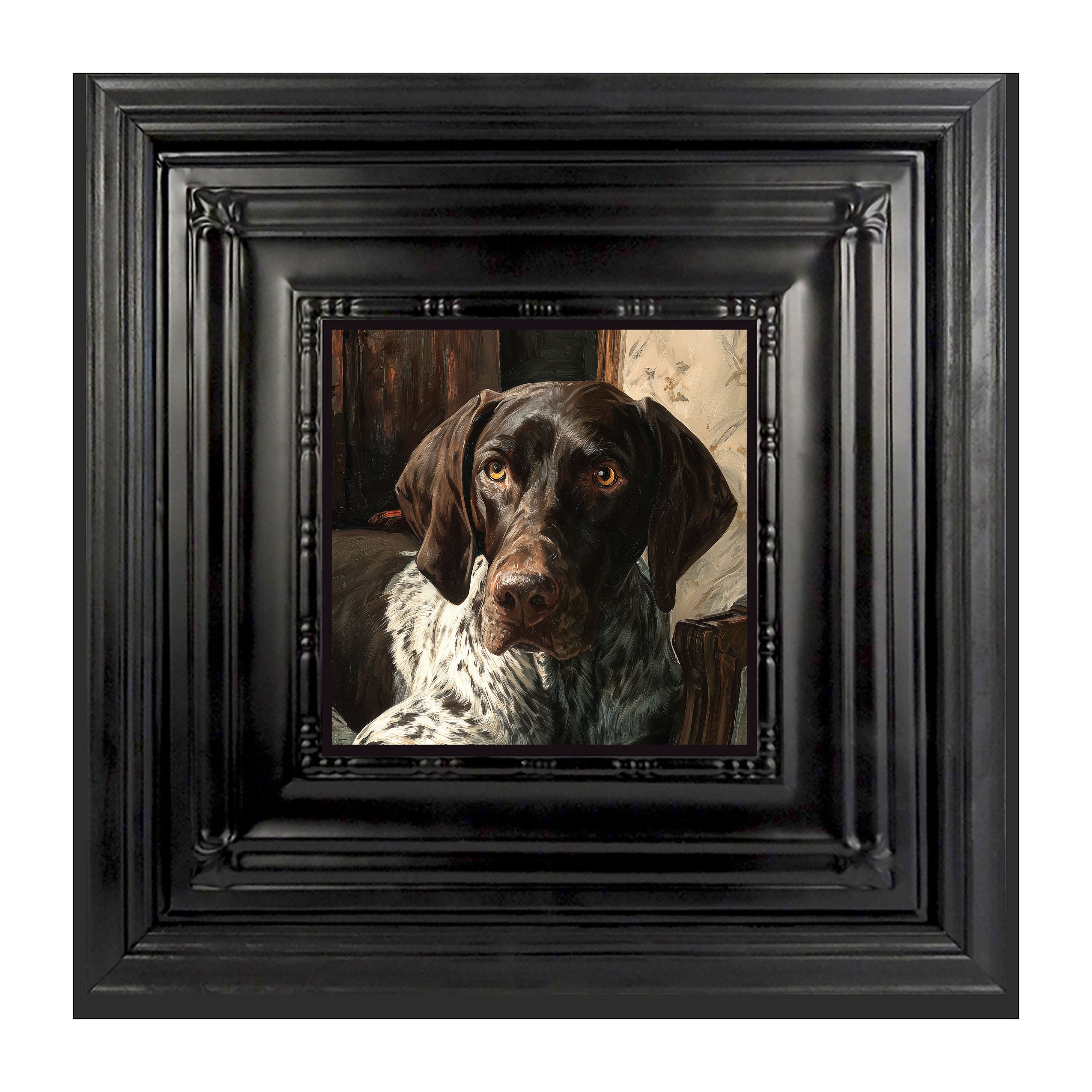 Armchair with German Shorthaired Pointer Dog