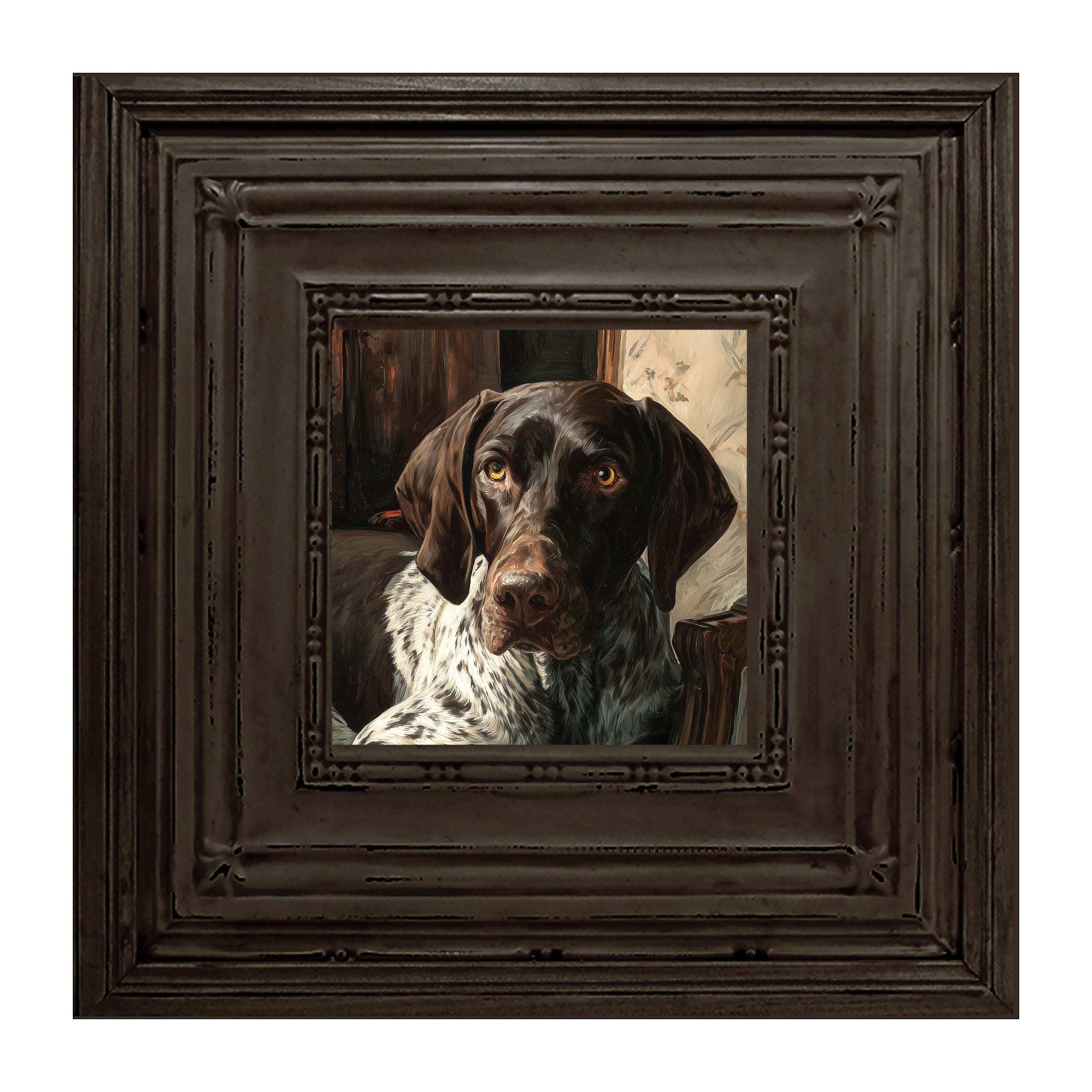 Armchair with German Shorthaired Pointer Dog