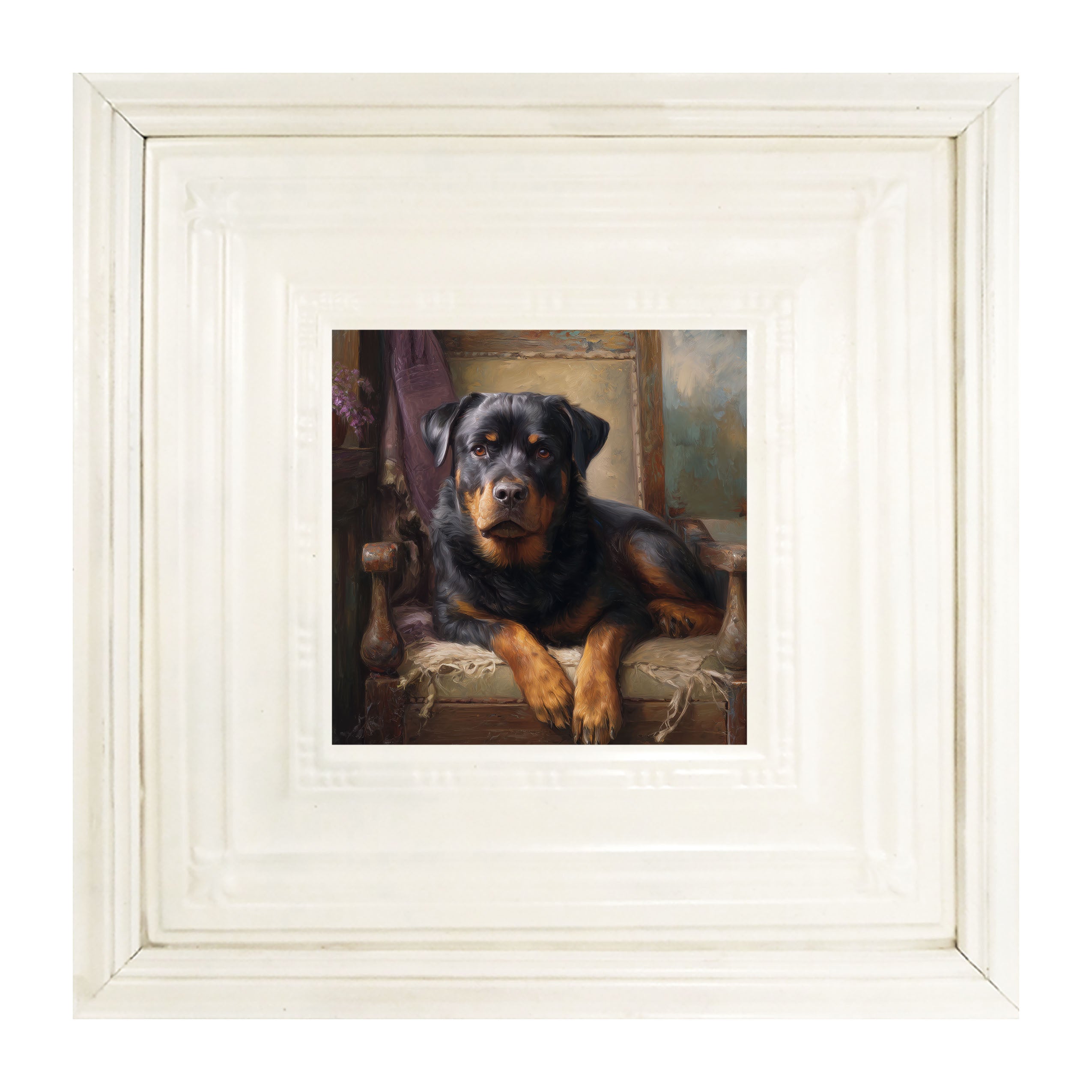 Armchair with Rottweiler Dog
