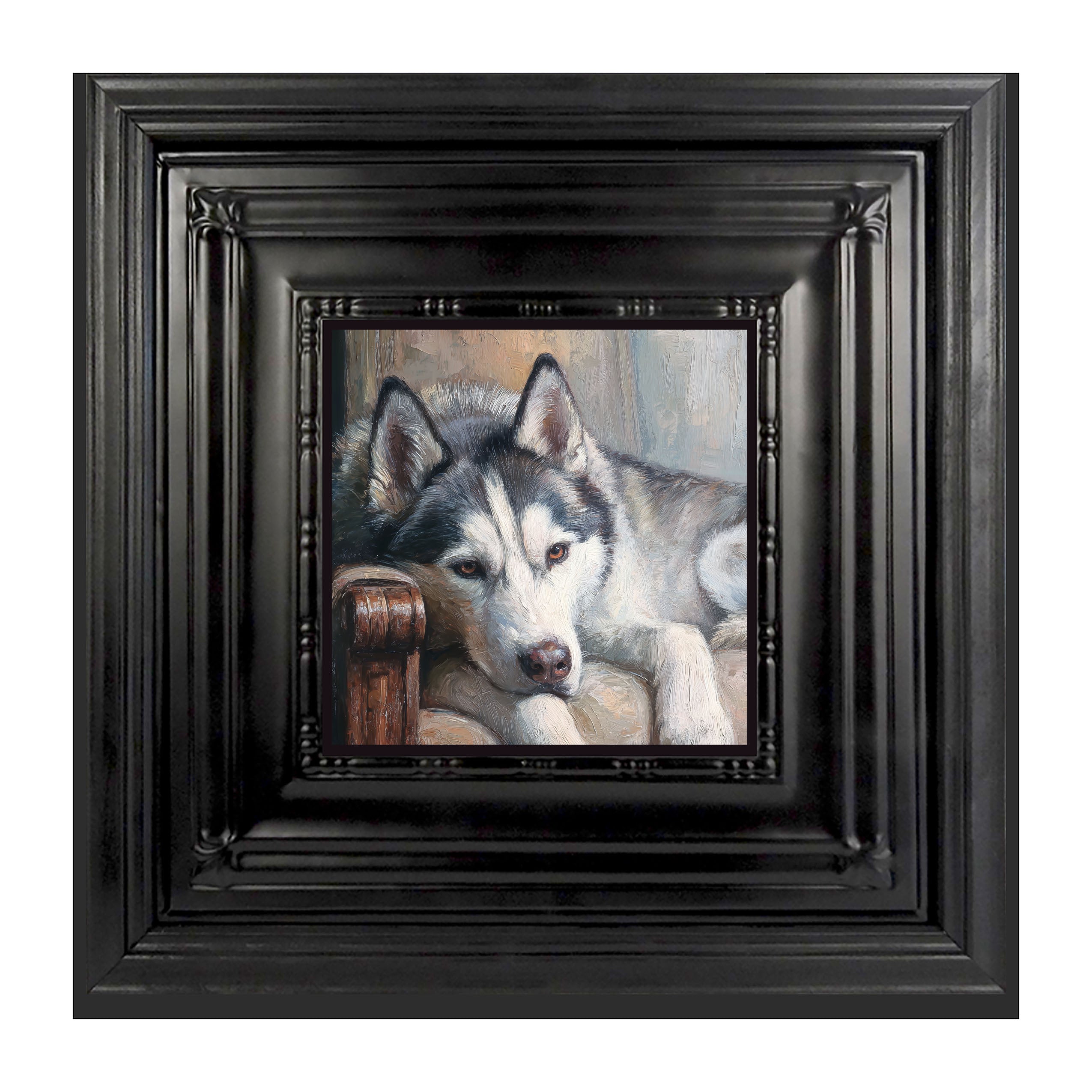 Armchair with Siberian Husky Dog