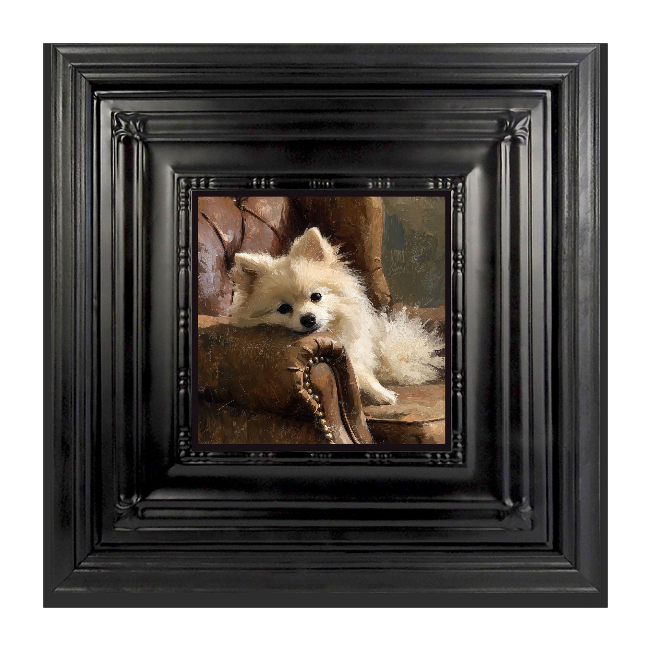 Armchair with Pomeranian Dog