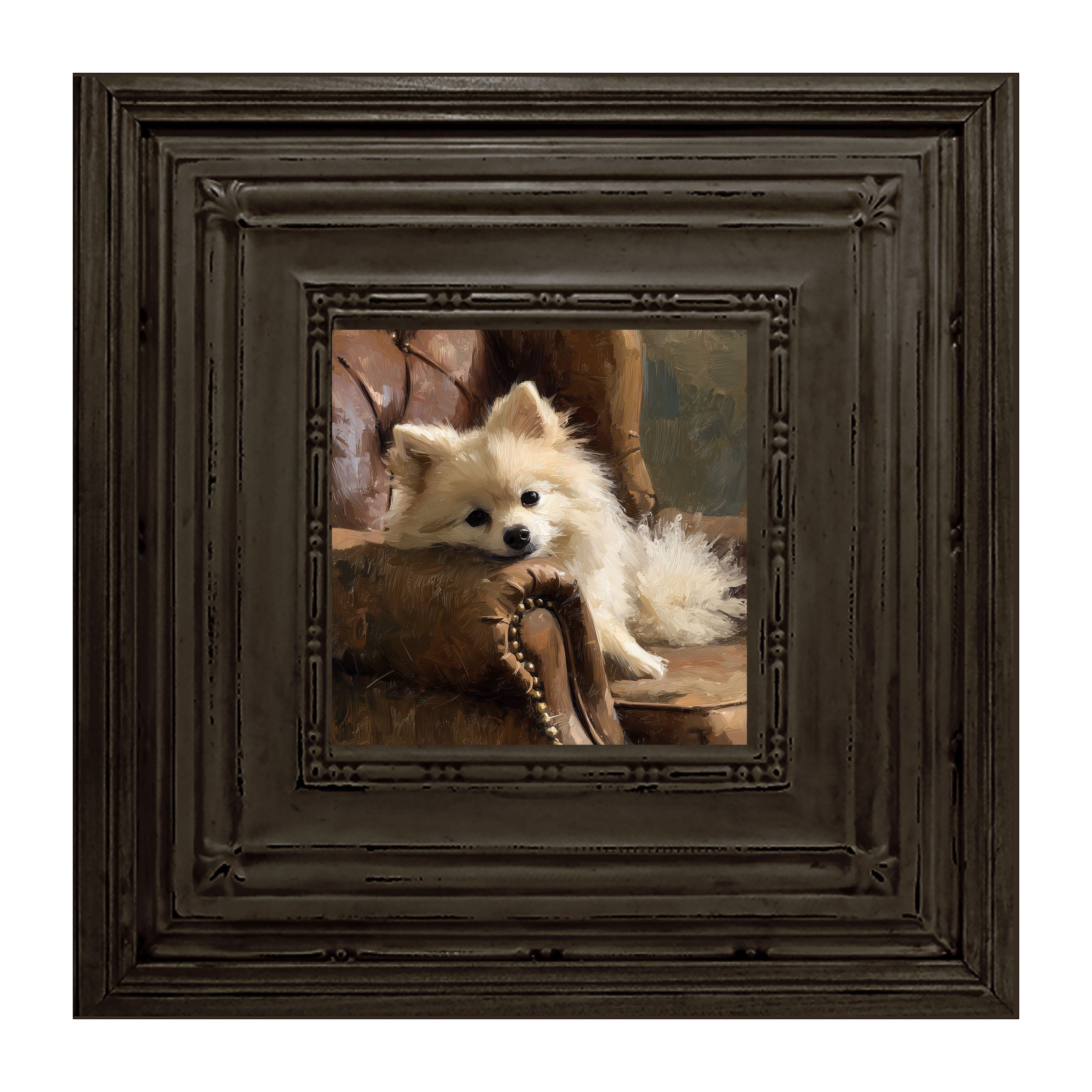 Armchair with Pomeranian Dog
