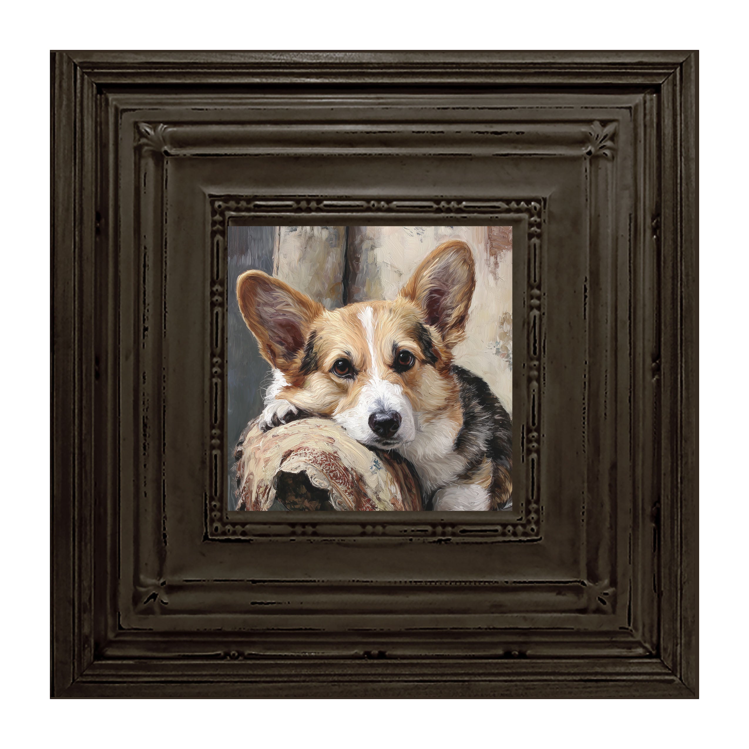 Armchair with Welsh Corgi Dog