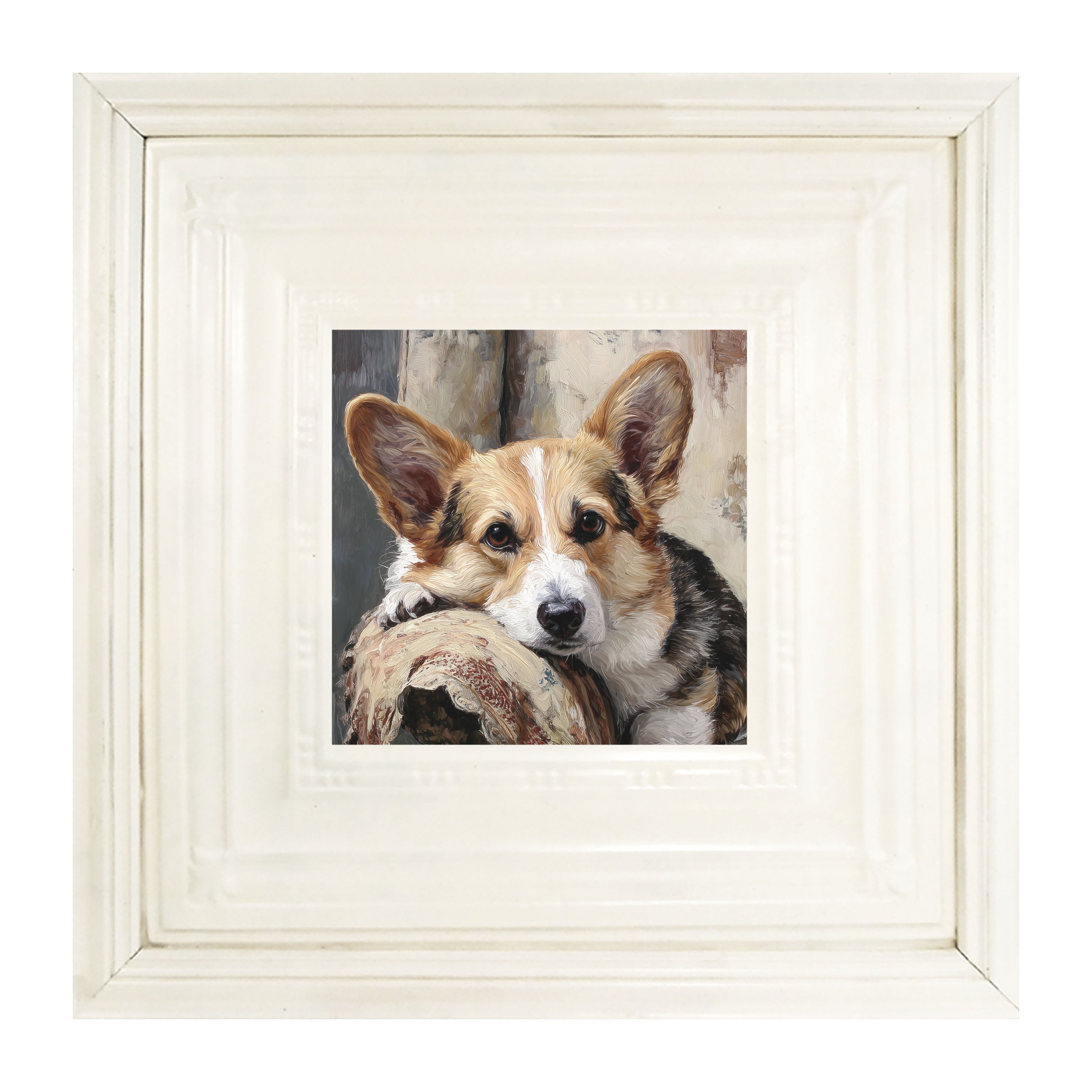 Armchair with Welsh Corgi Dog