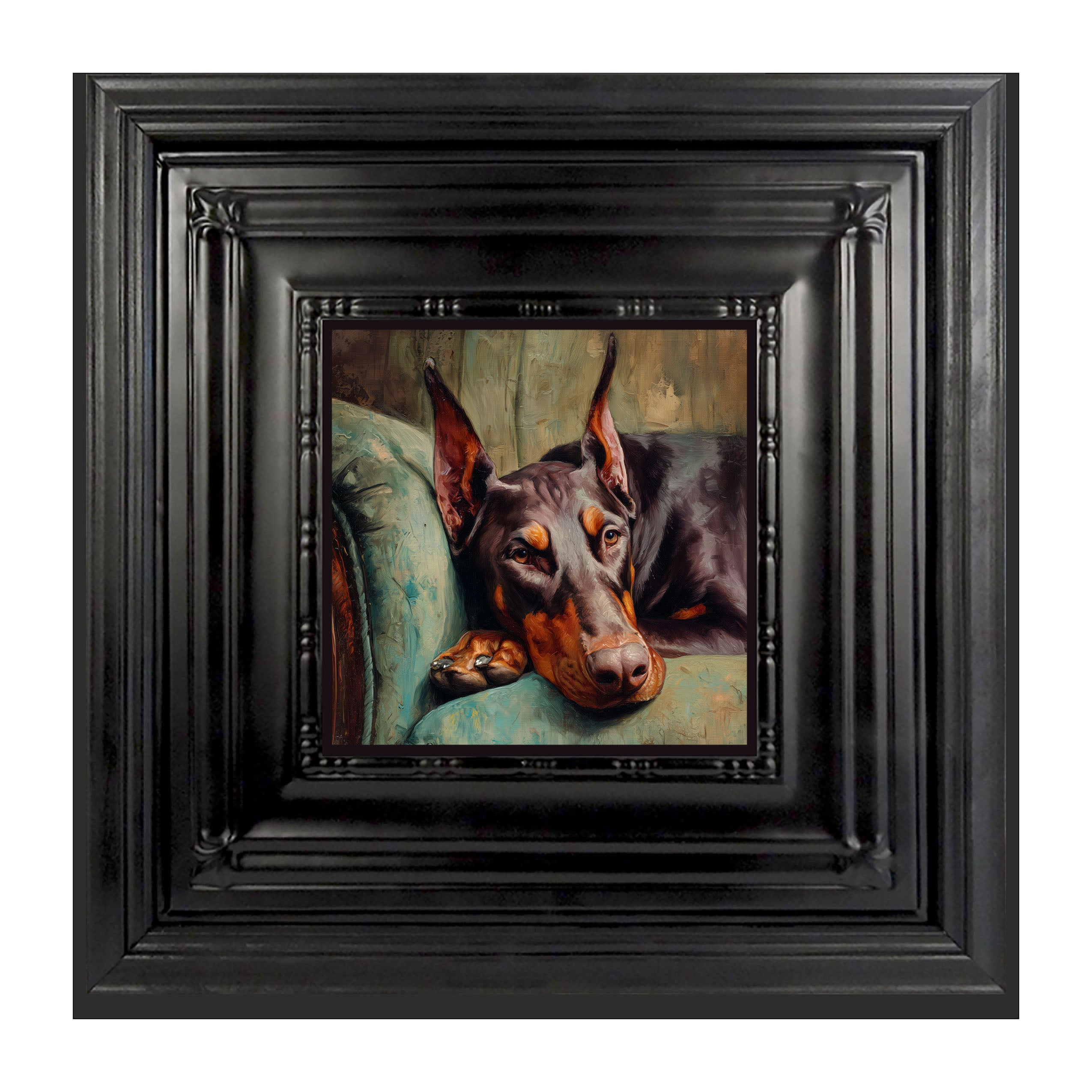Armchair with Doberman Pinscher Dog