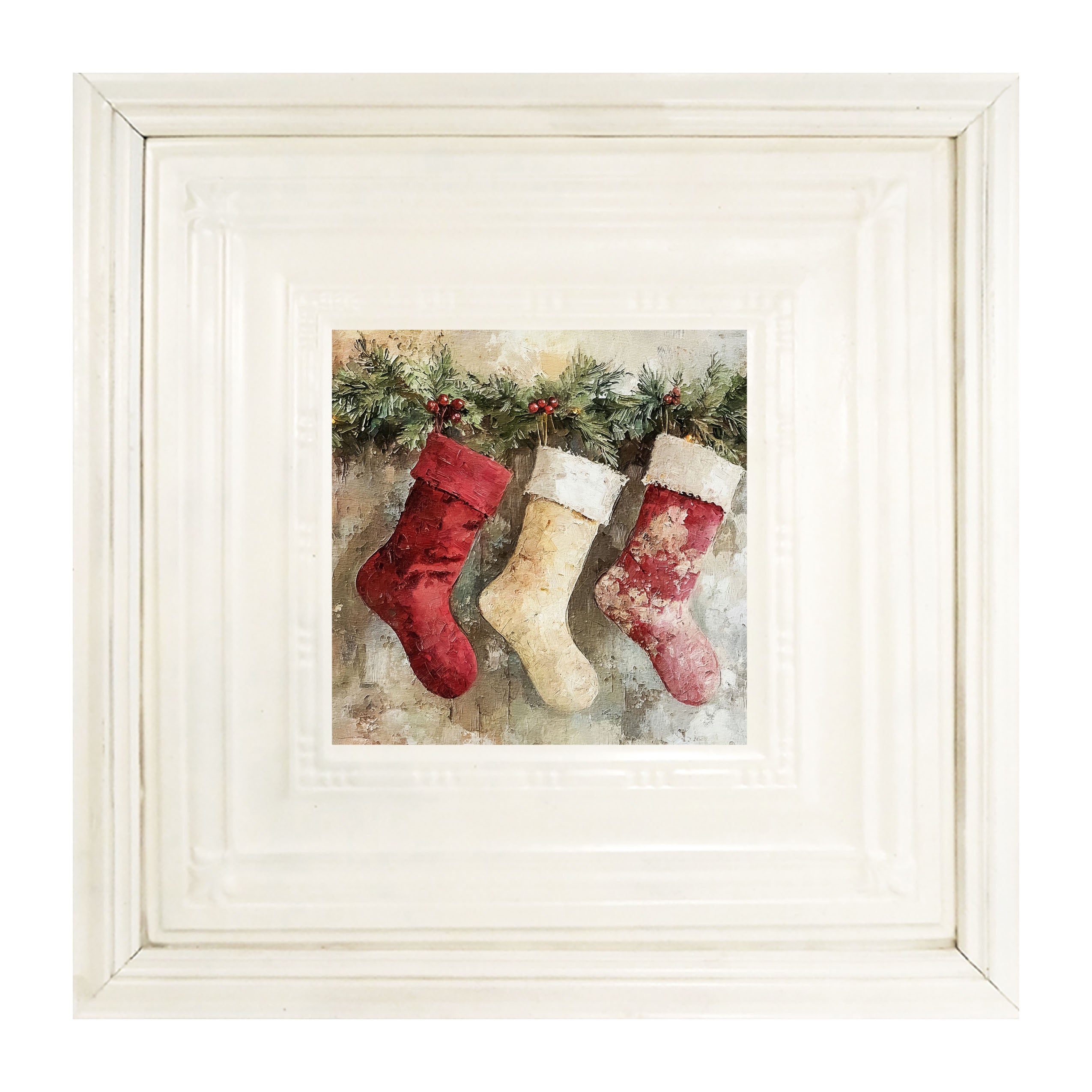 Rustic Red and White Stockings