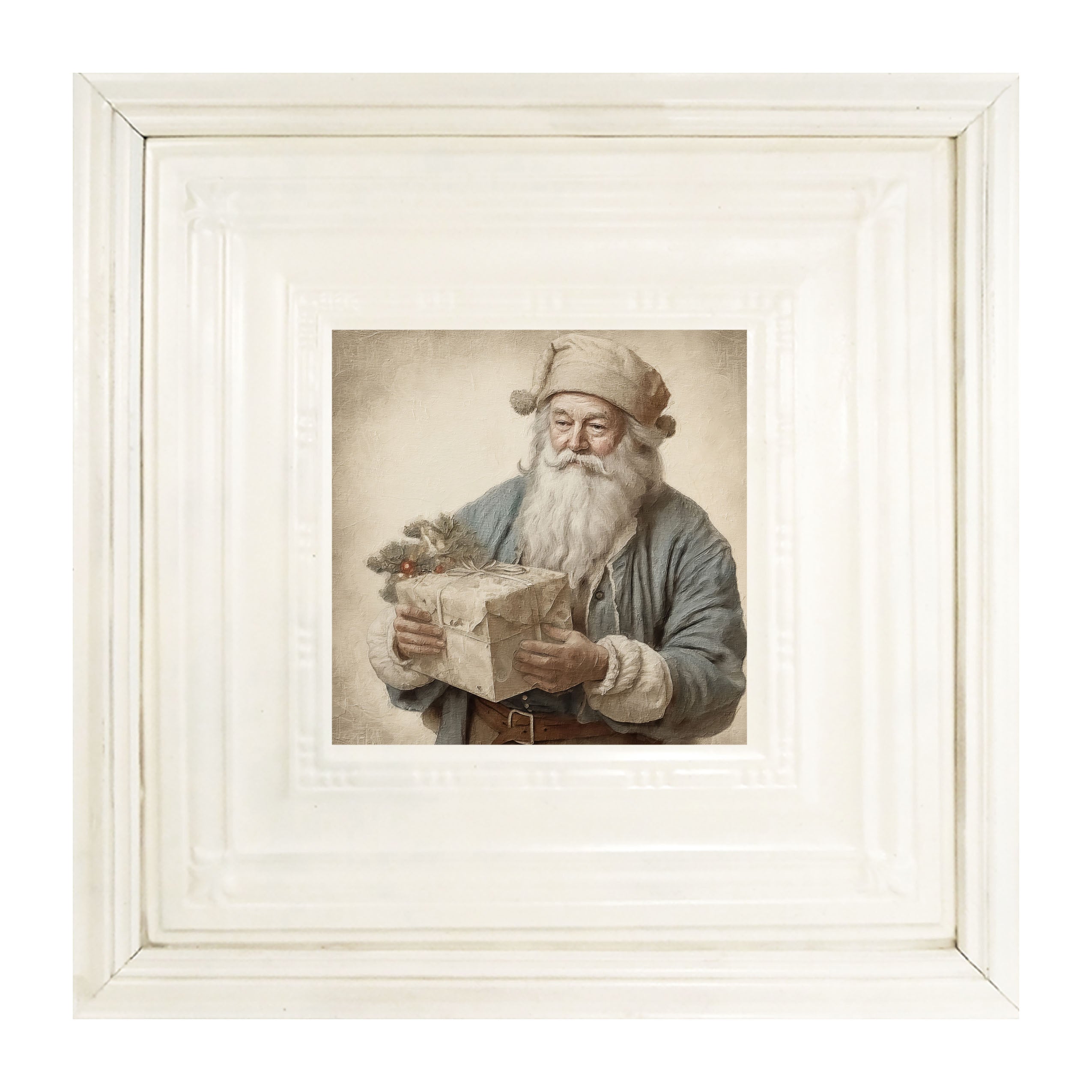 Santa handing out a present