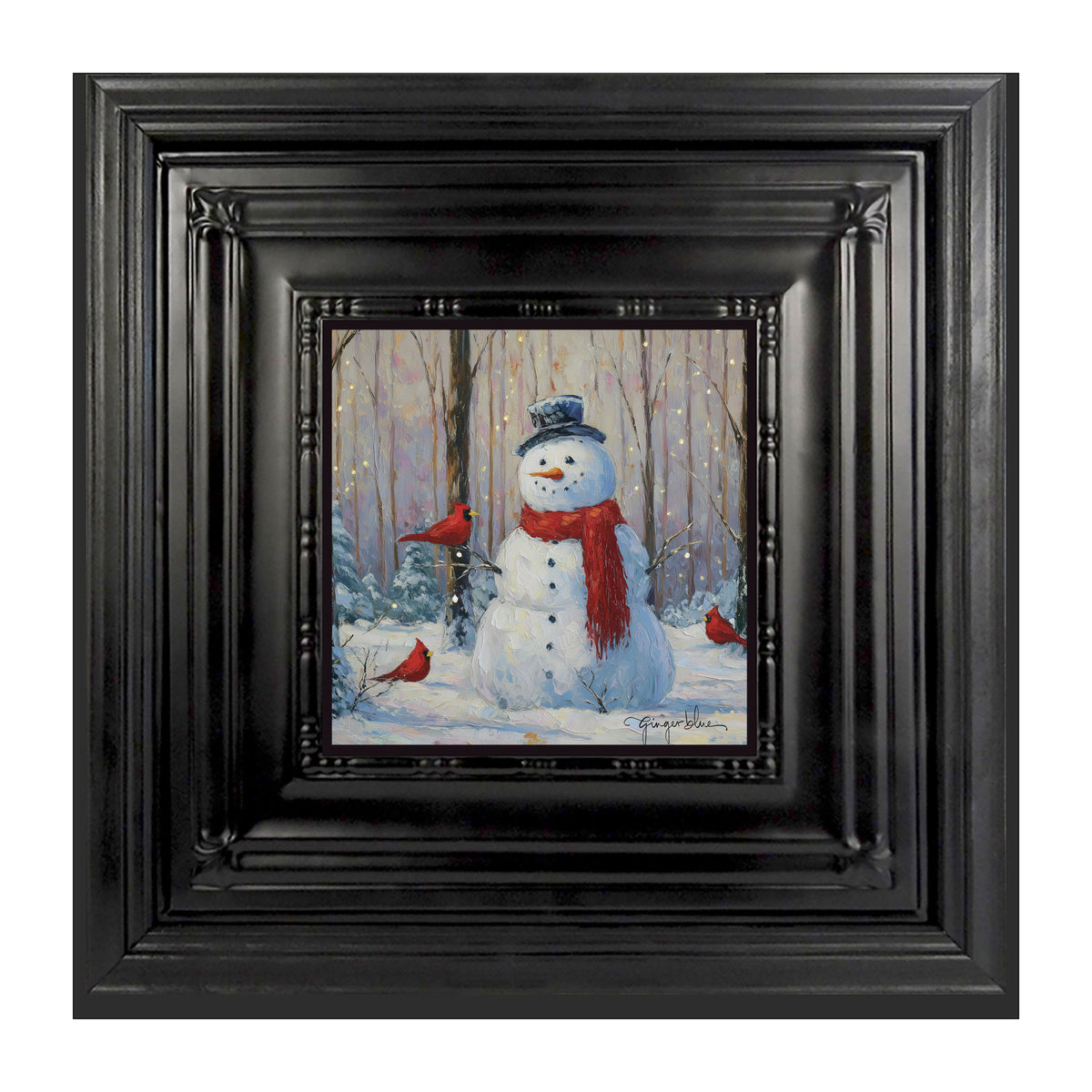 Snowman with Cardinals