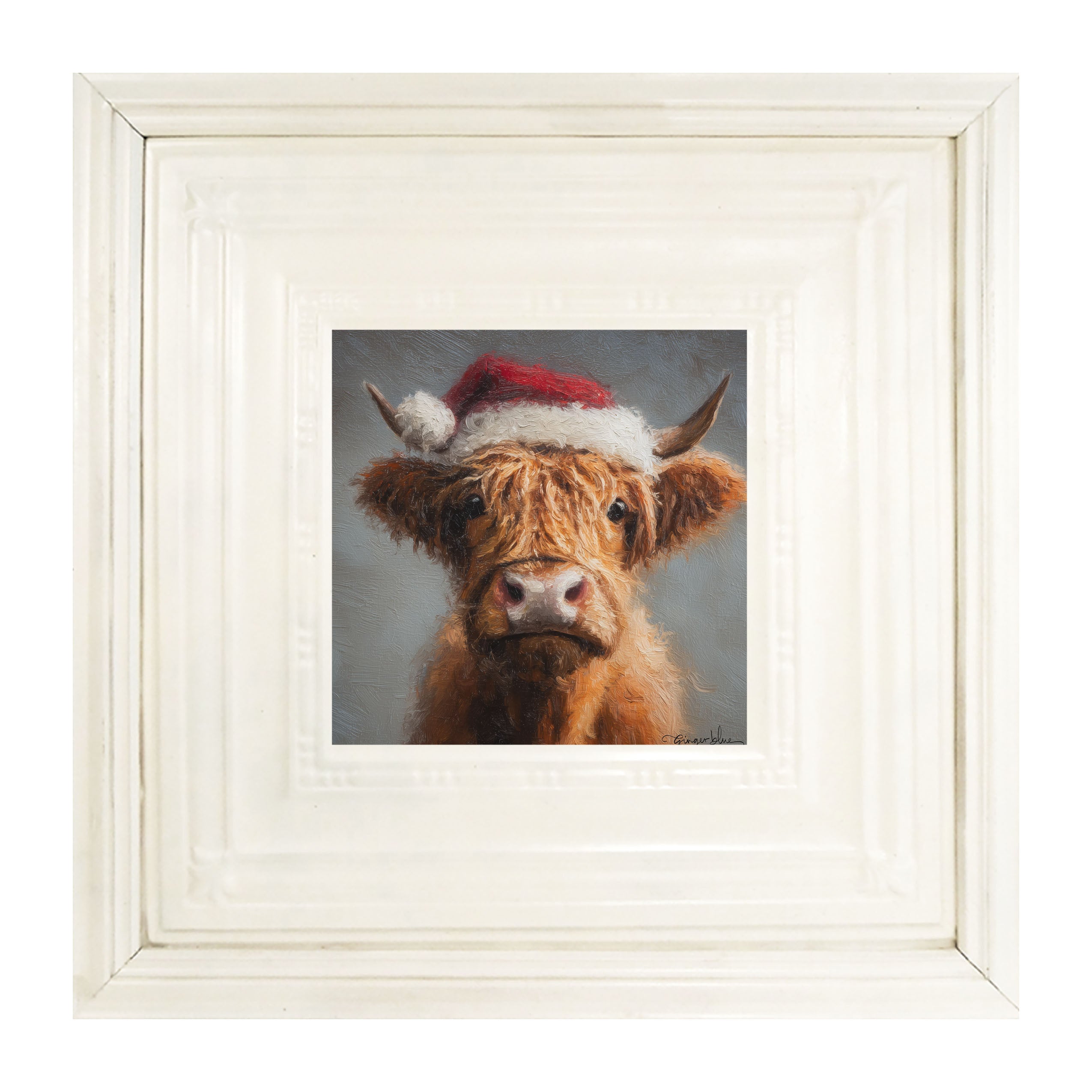 Santa Hat Highland Cow
