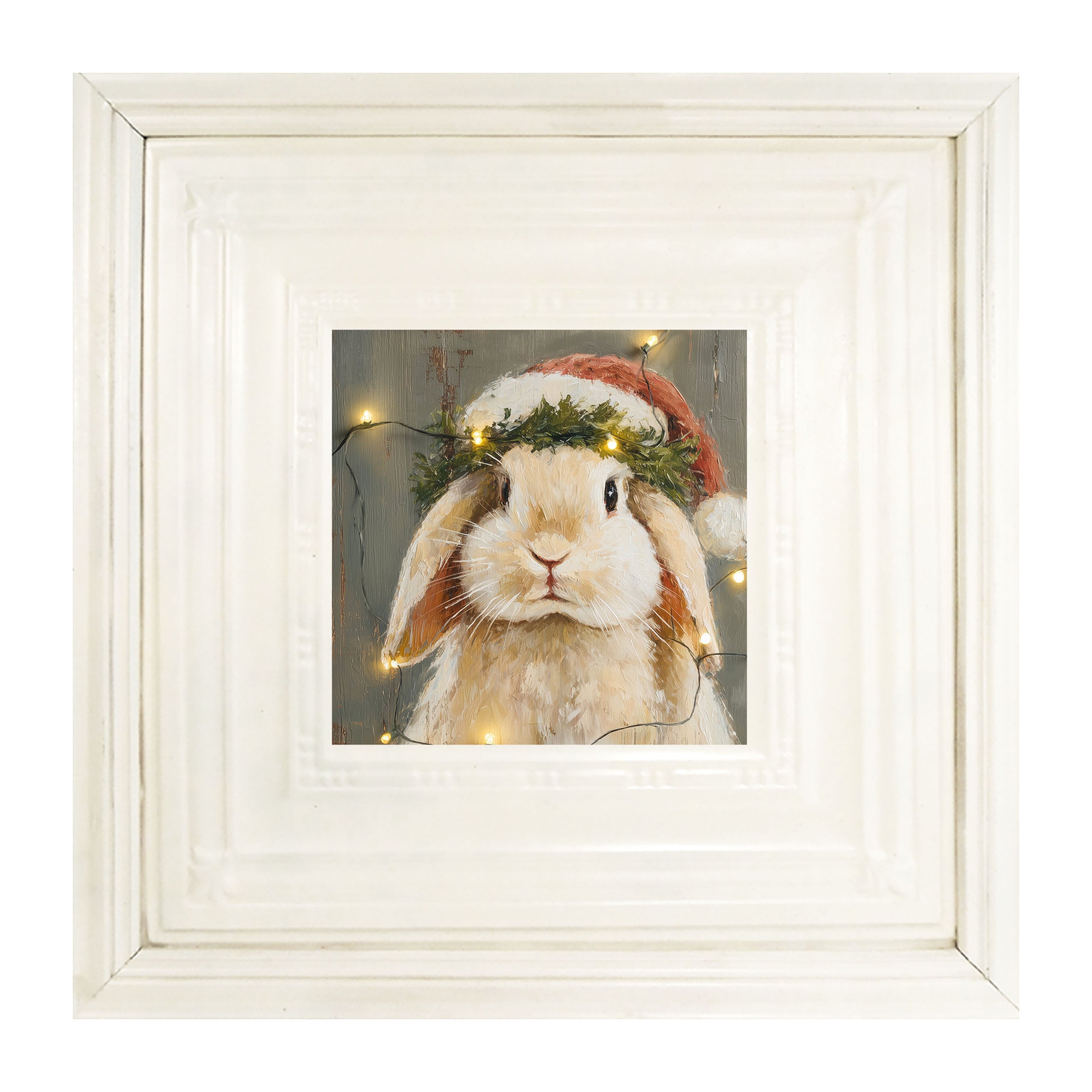 Christmas Lights with Tan Bunny
