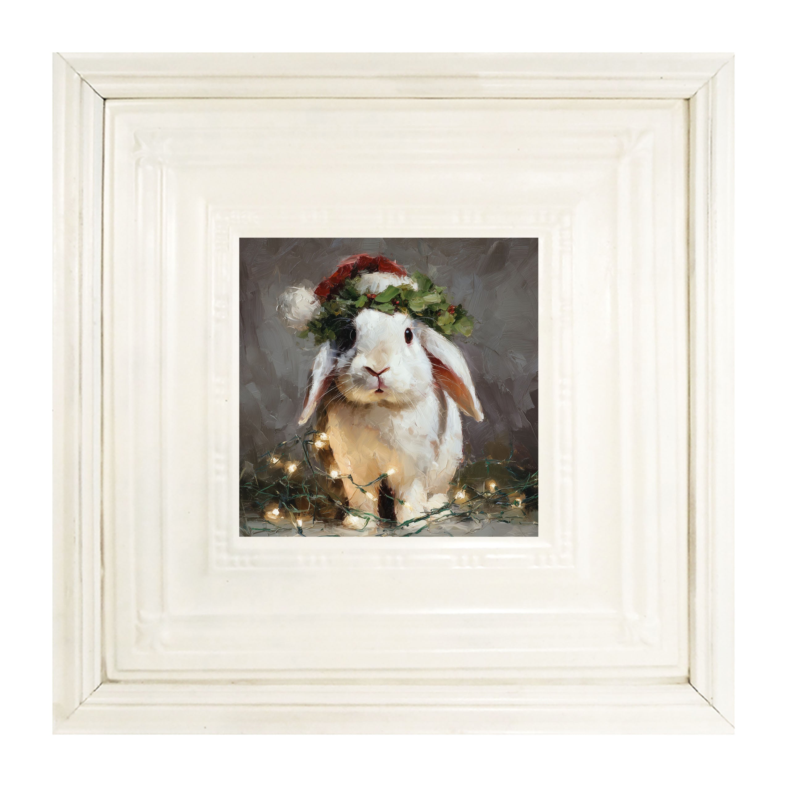 Christmas Lights with White Bunny