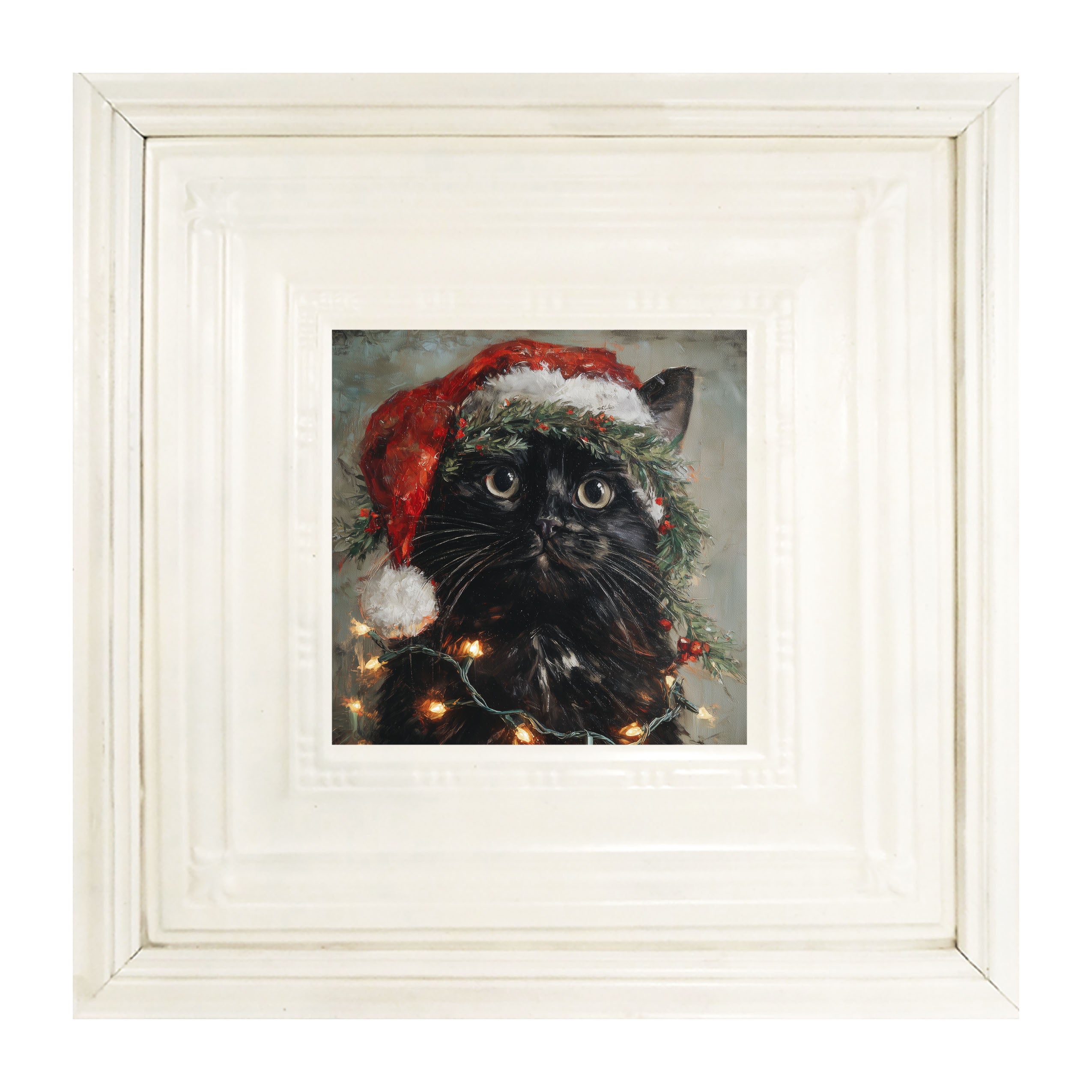 Christmas Lights with Black Cat