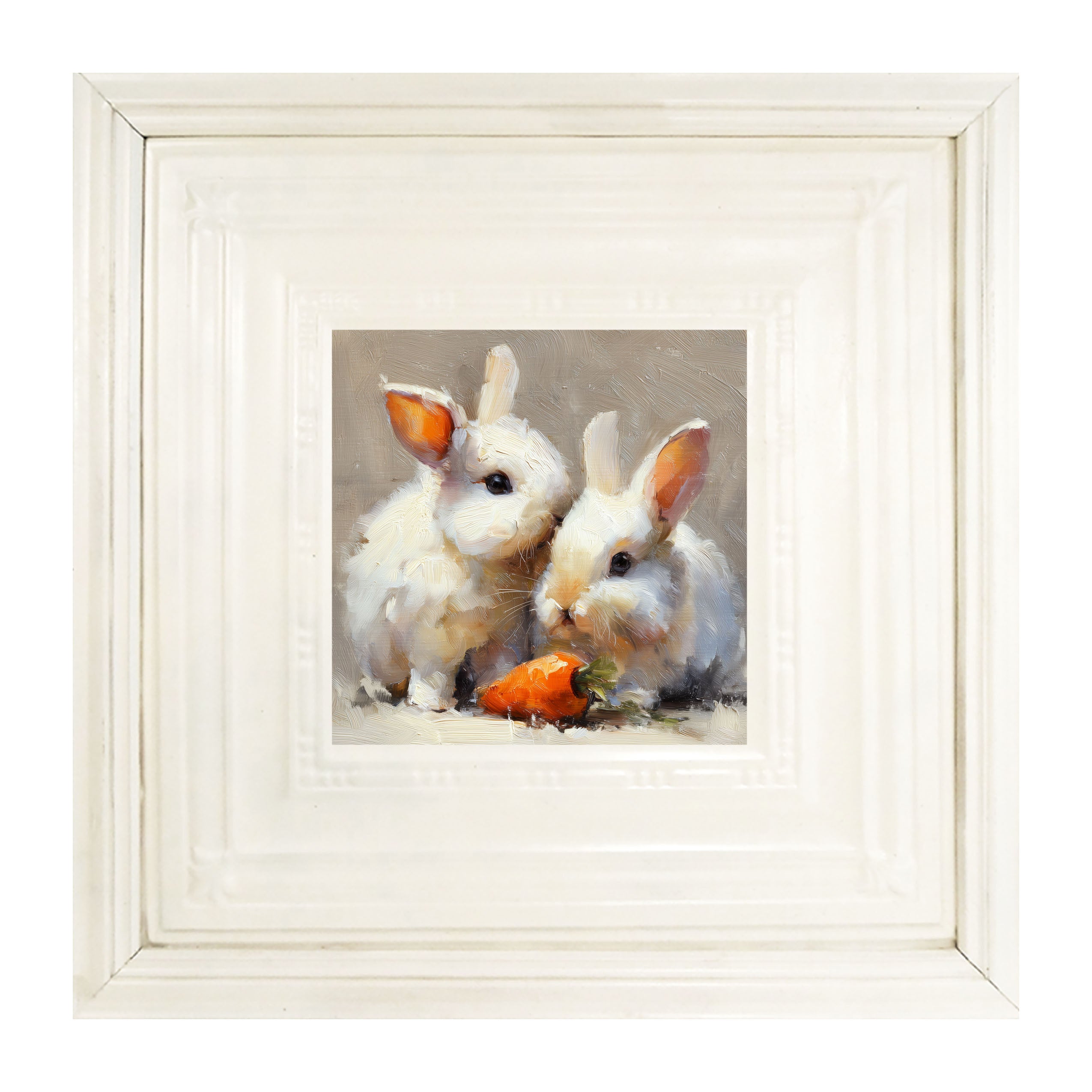 Two Bunnies with Carrot