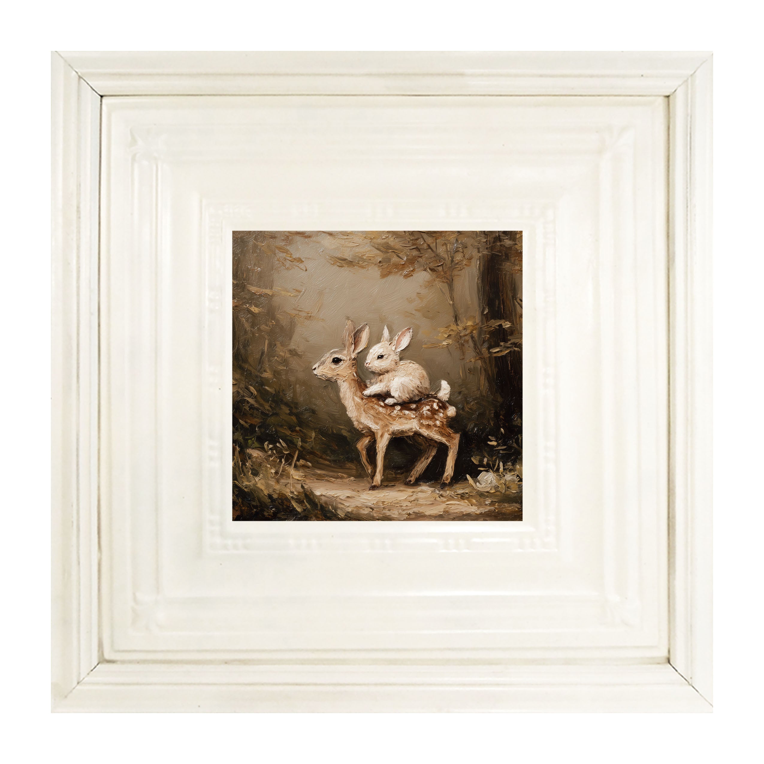 Bunny on Deer in Forest