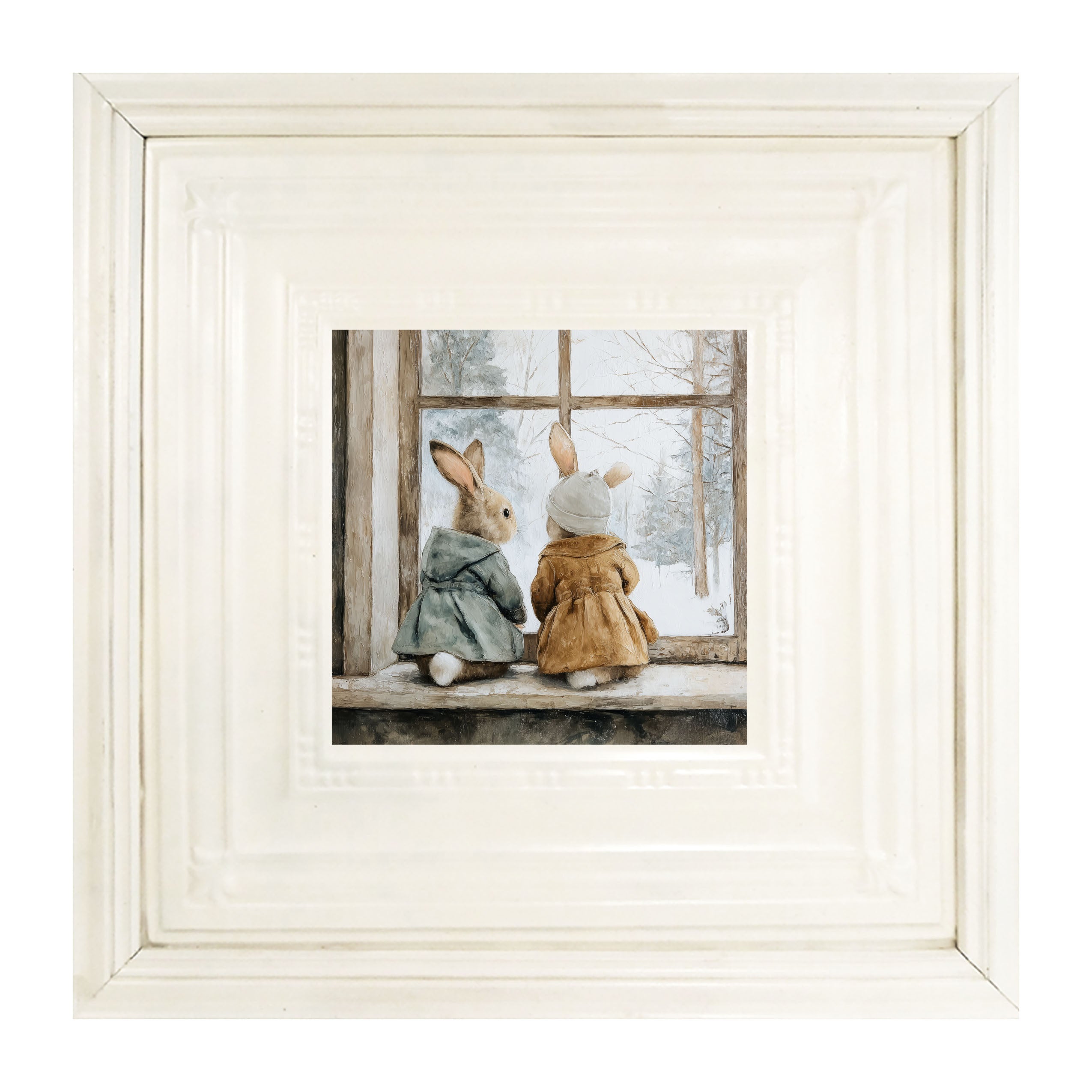 Bunnies Watching a Snowfall