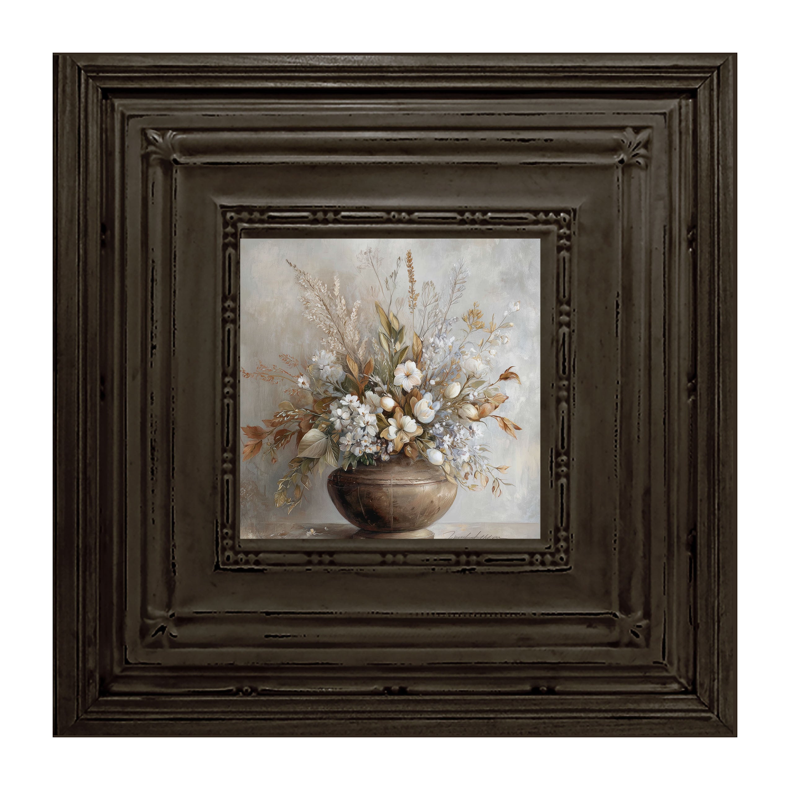 Copper Vase with Floral Bouquet