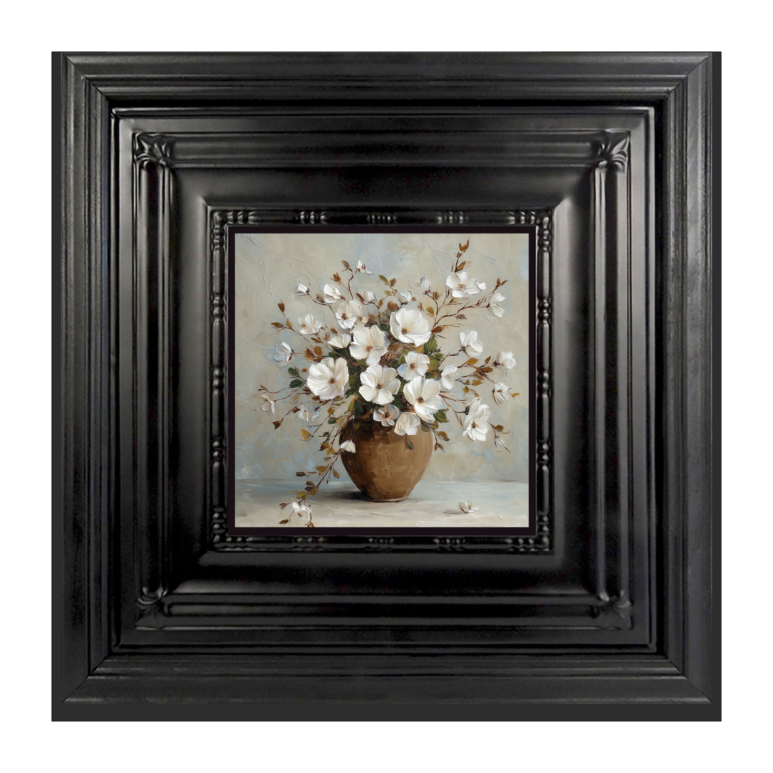 Copper Vase with White Floral Bouquet