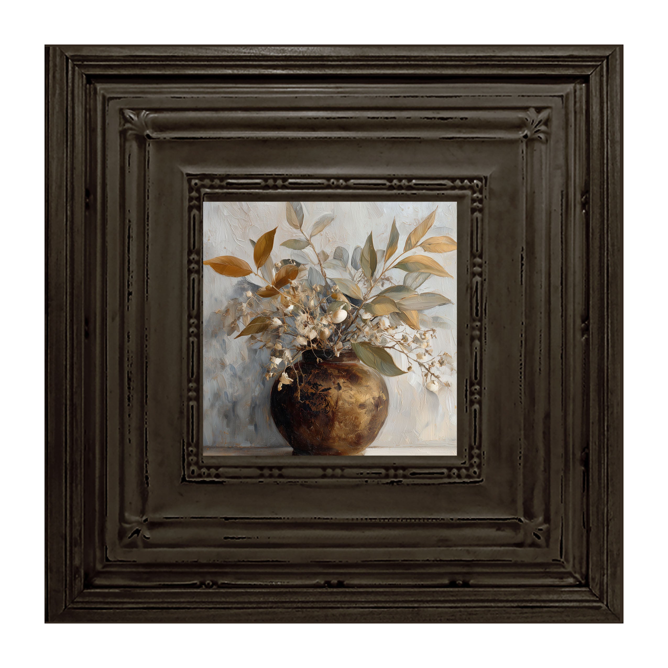 Copper Vase with Leafy Bouquet