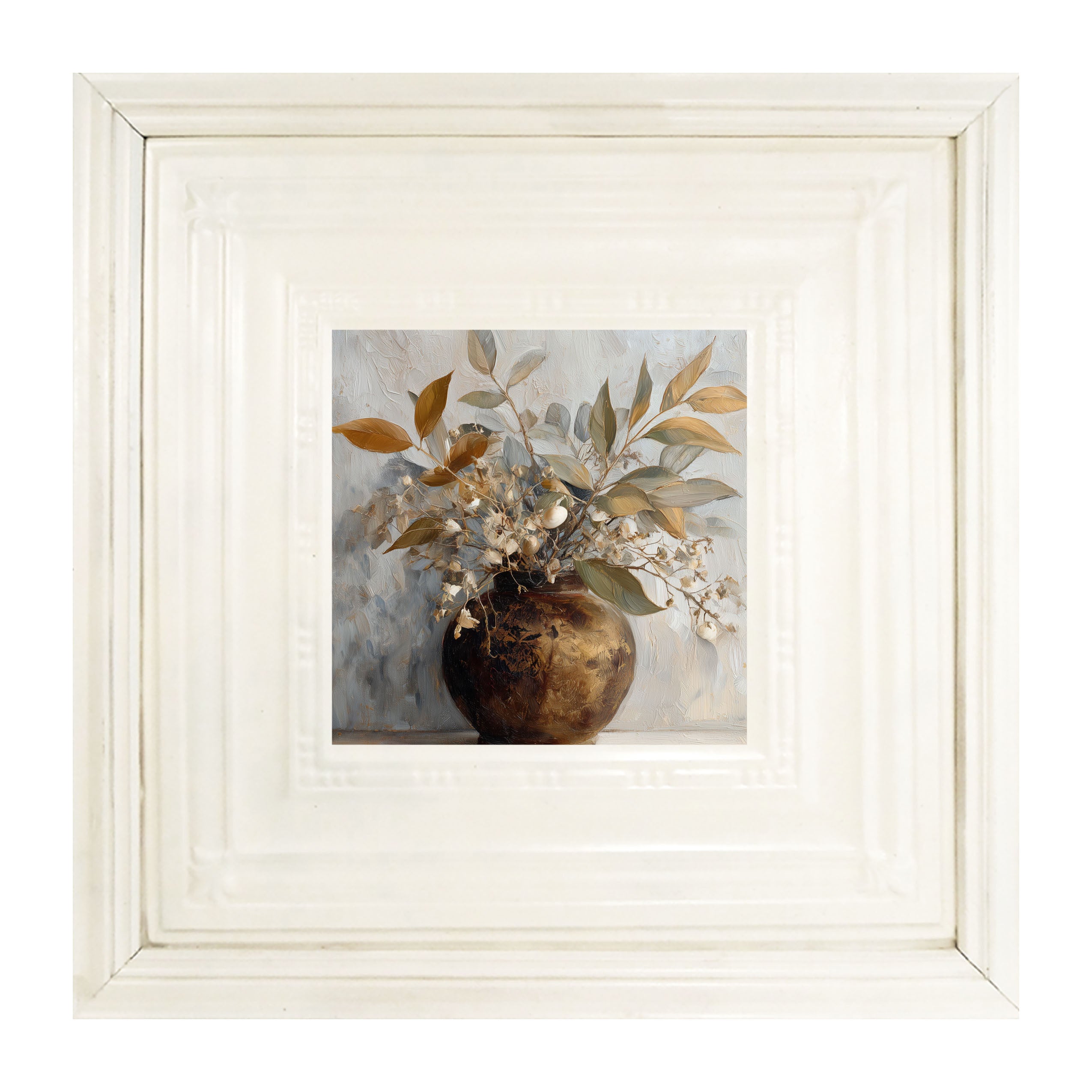 Copper Vase with Leafy Bouquet