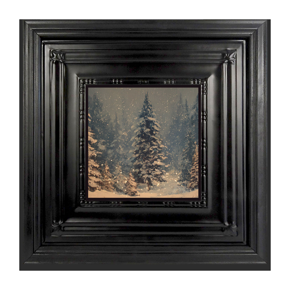 Snow Falling on Pines