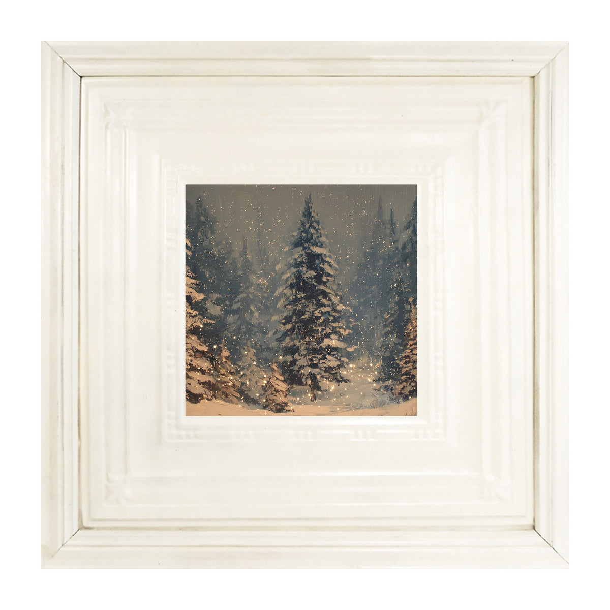 Snow Falling on Pines