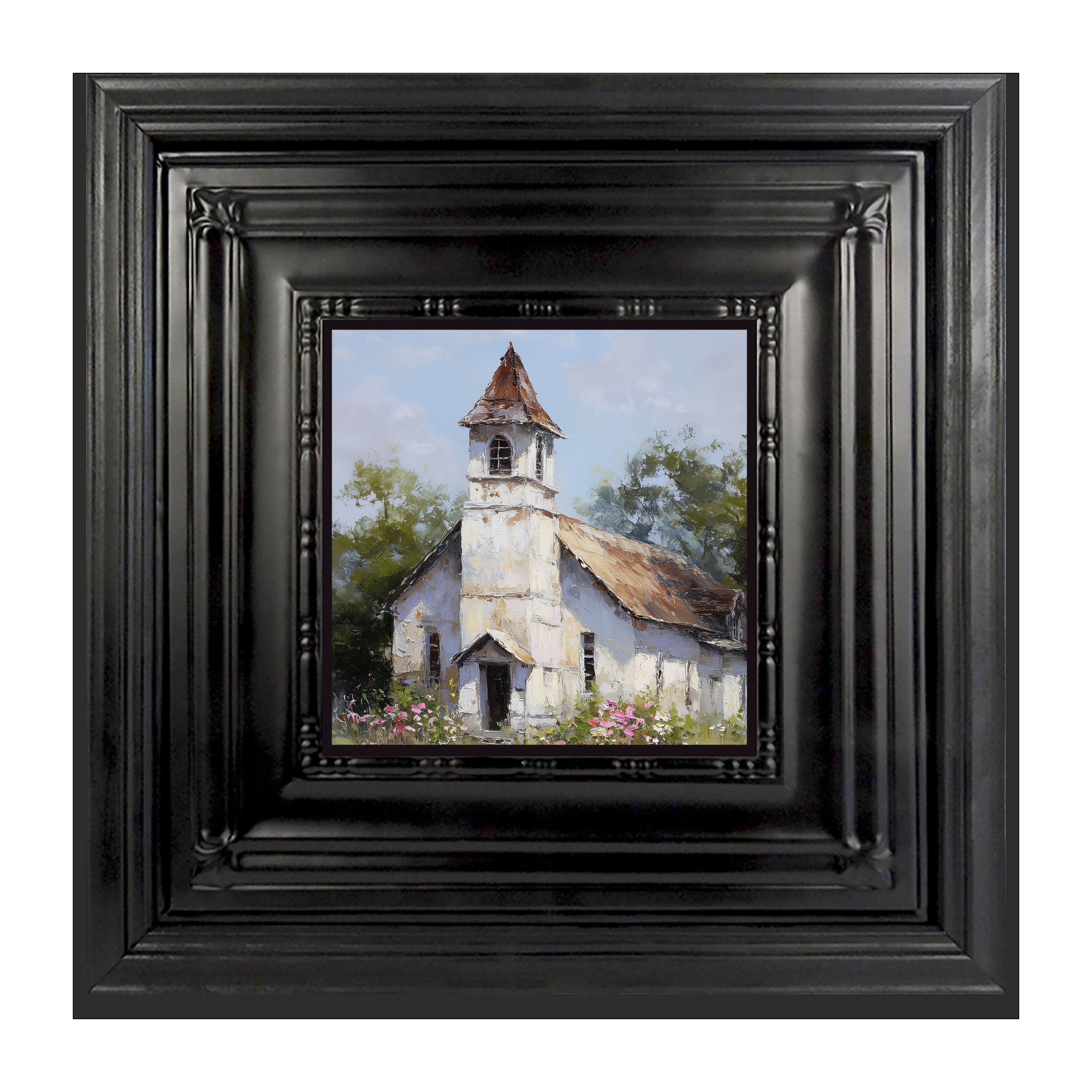 Country Church with Wildflowers