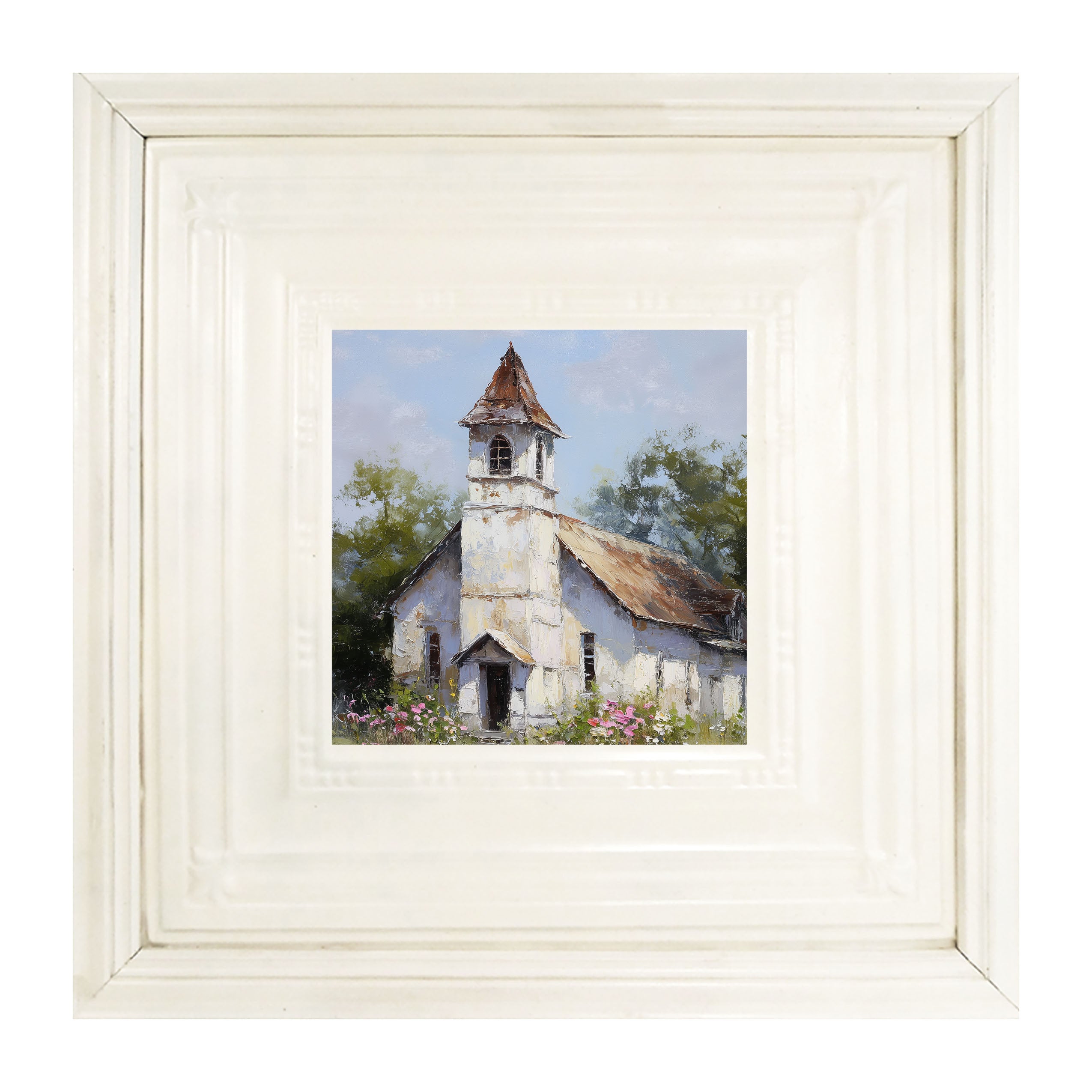 Country Church with Wildflowers