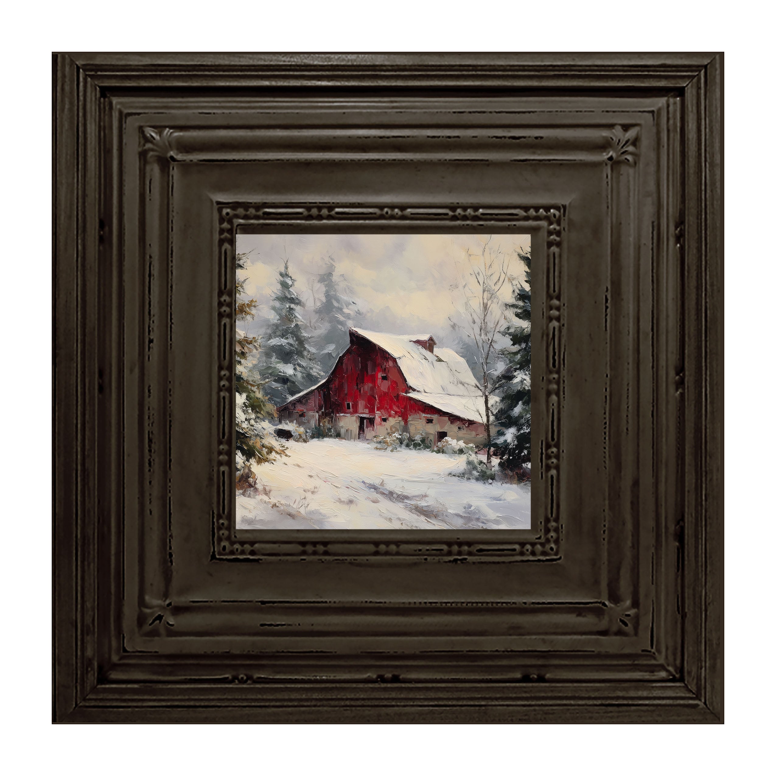 Red Country Barn in Winter