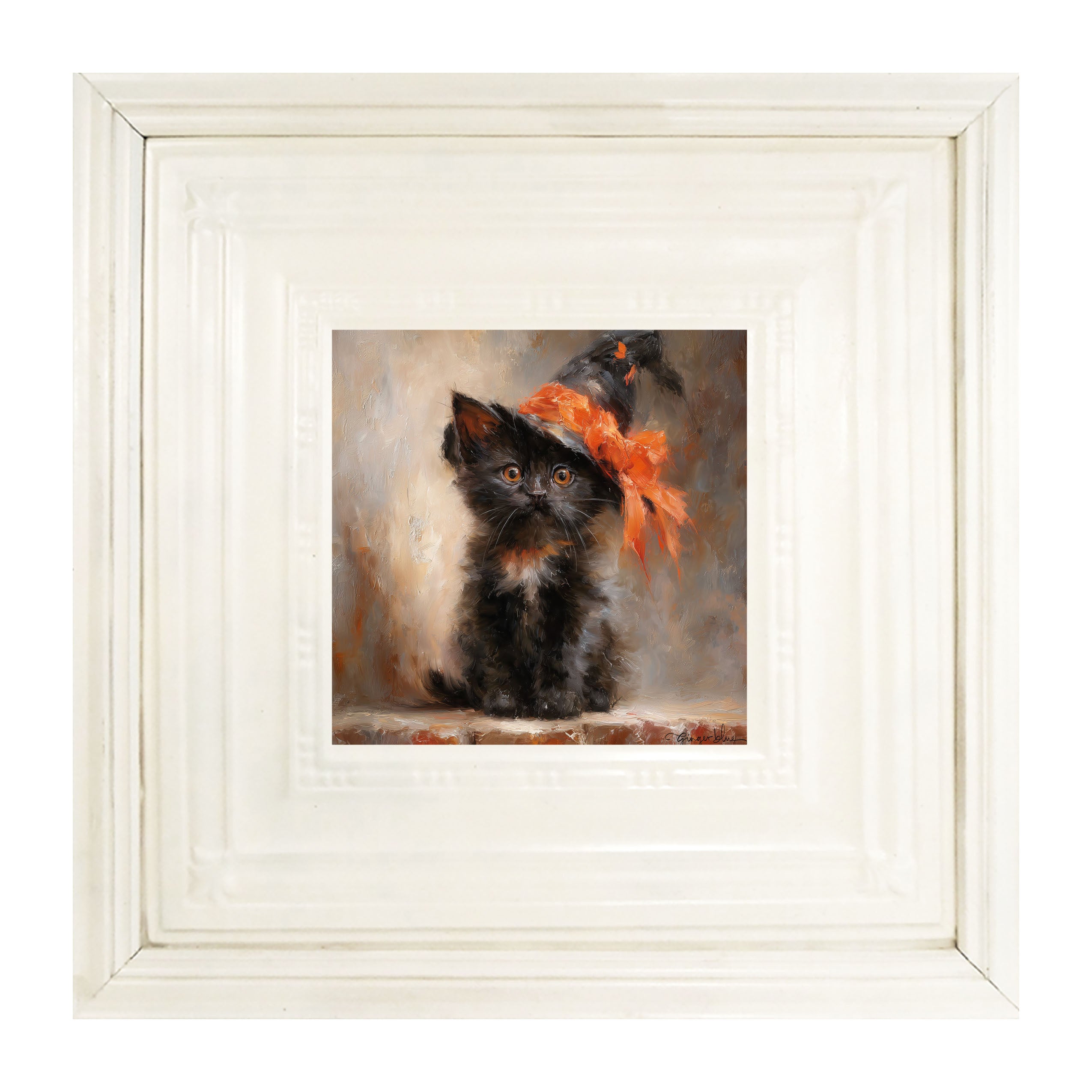 Black Kitten with Witch Hat