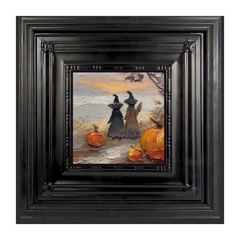 Two Witches with Pumpkins