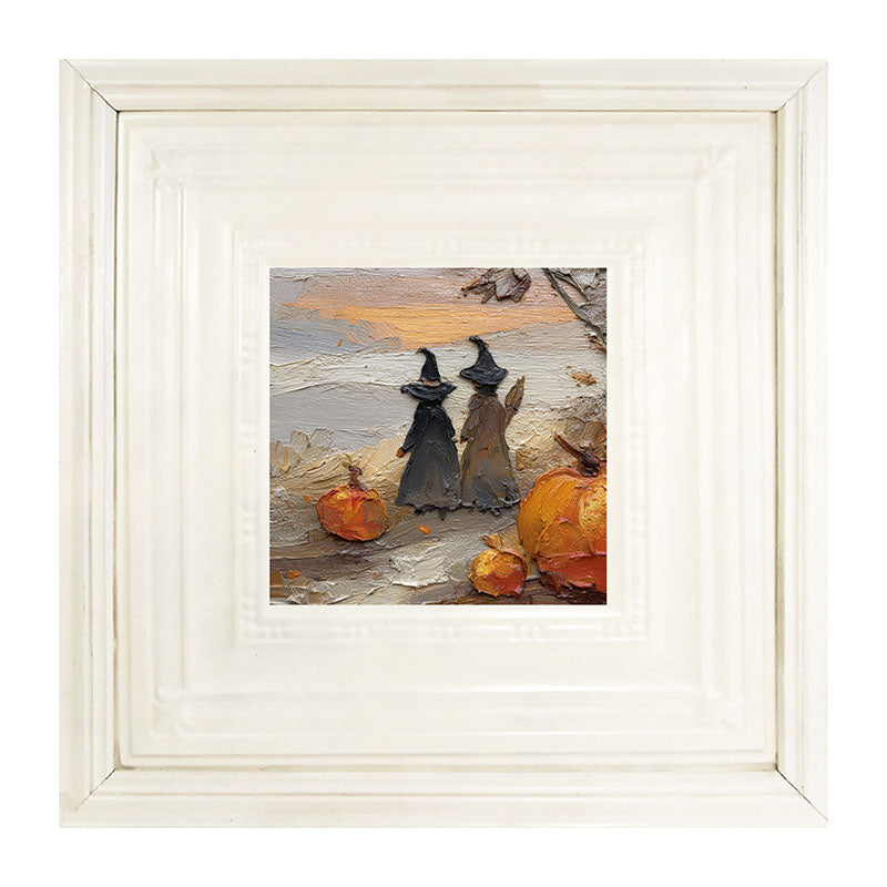 Two Witches with Pumpkins
