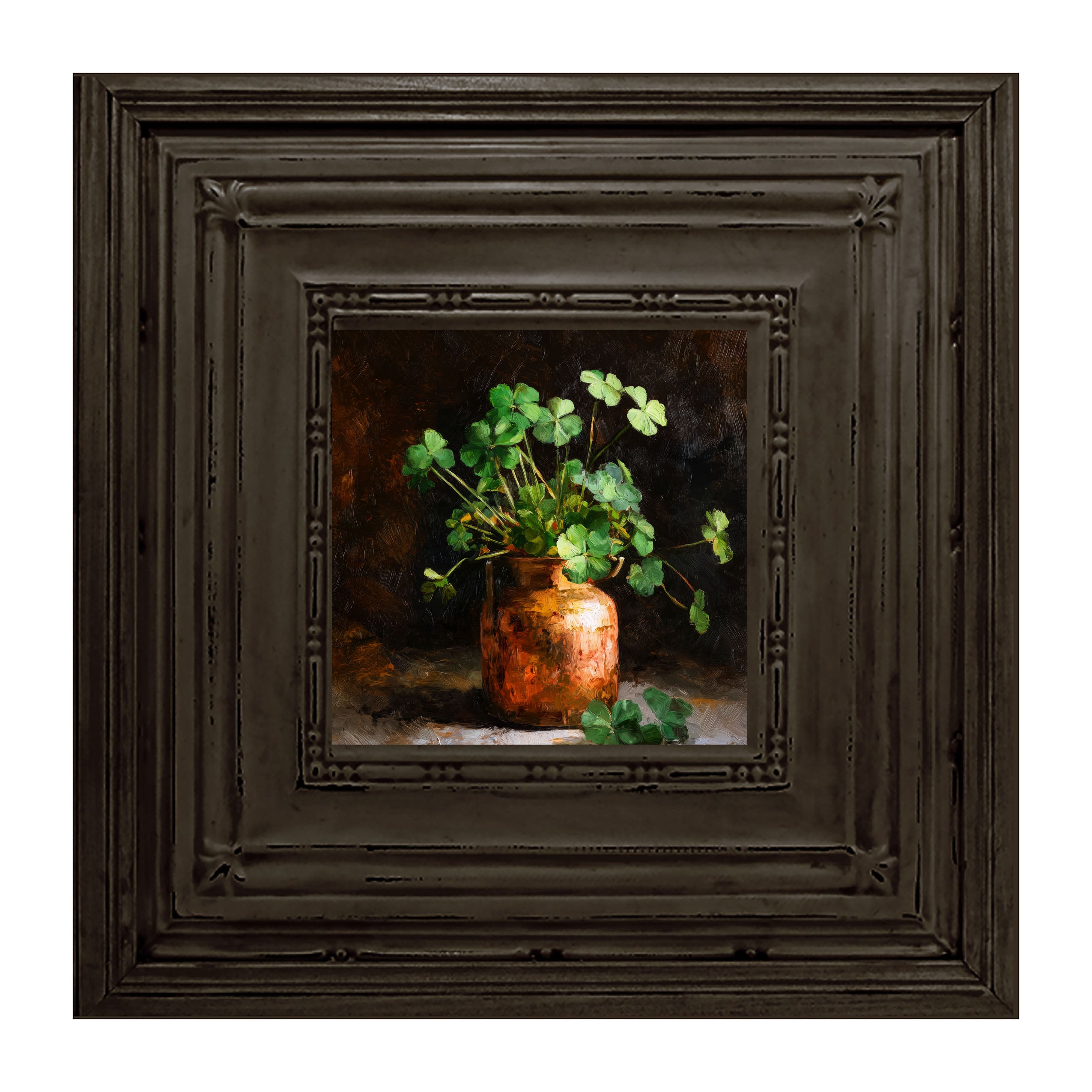 Copper Jar with Clovers
