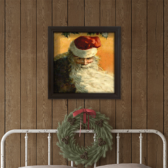 Gold Background Santa with Blowing Beard