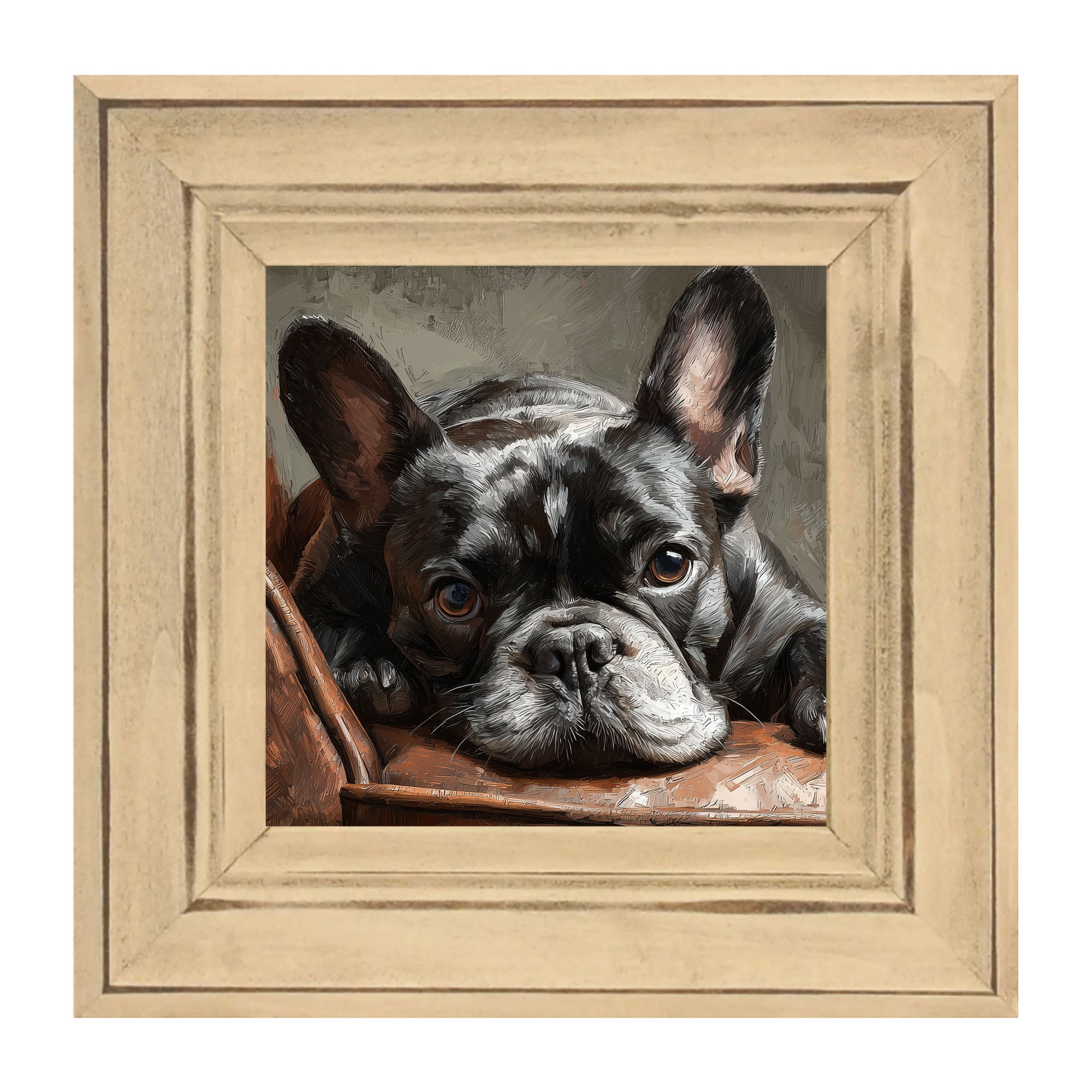 Armchair with Black French Bulldog