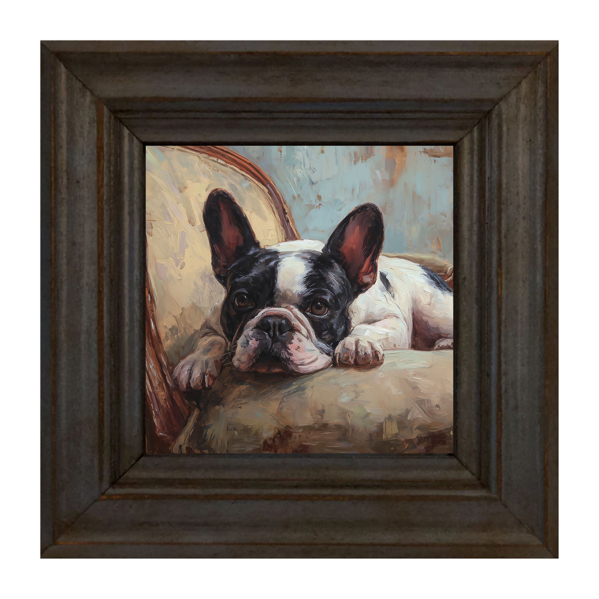Armchair with Black and White French Bulldog