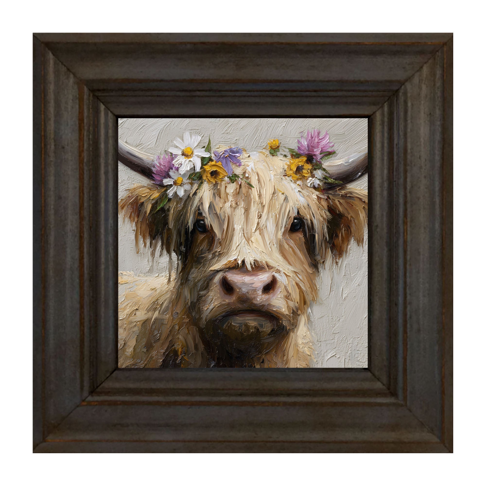Spring Season Cow with Flowers in Hair