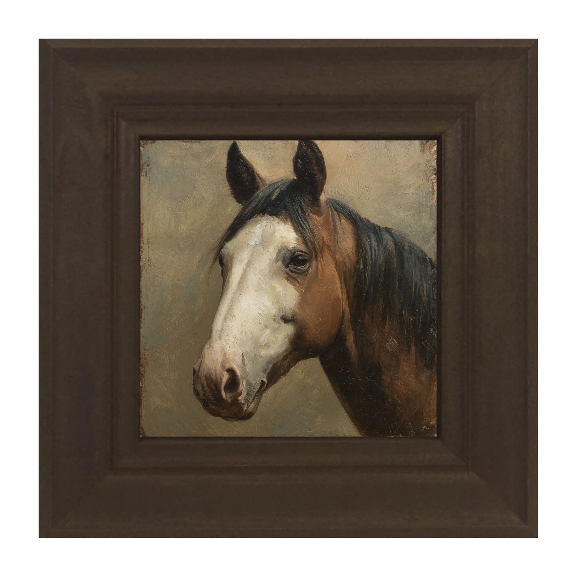 Portrait of a Brown and White Horse
